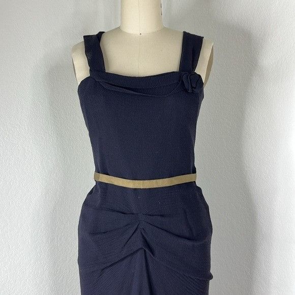 Roland Mouret Roland Mouret Draped Belted Pleated Midi Ruffle Hem Dress Size M / US 6-8 / IT 42-44 - 2 Thumbnail