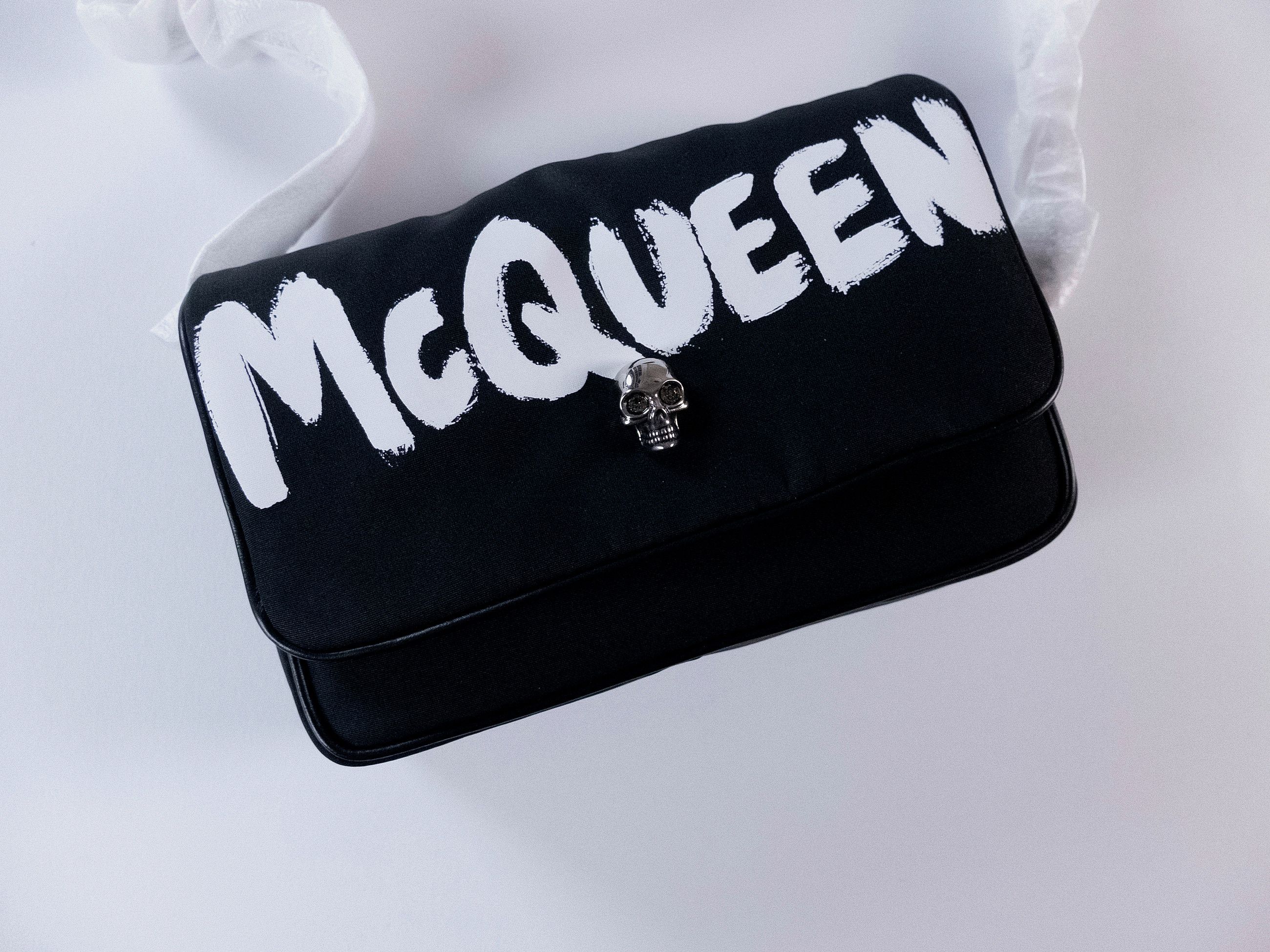 Alexander McQueen ALEXANDER MCQUEEN Skull Black nylon Graffiti logo bag Size ONE SIZE - 6 Thumbnail