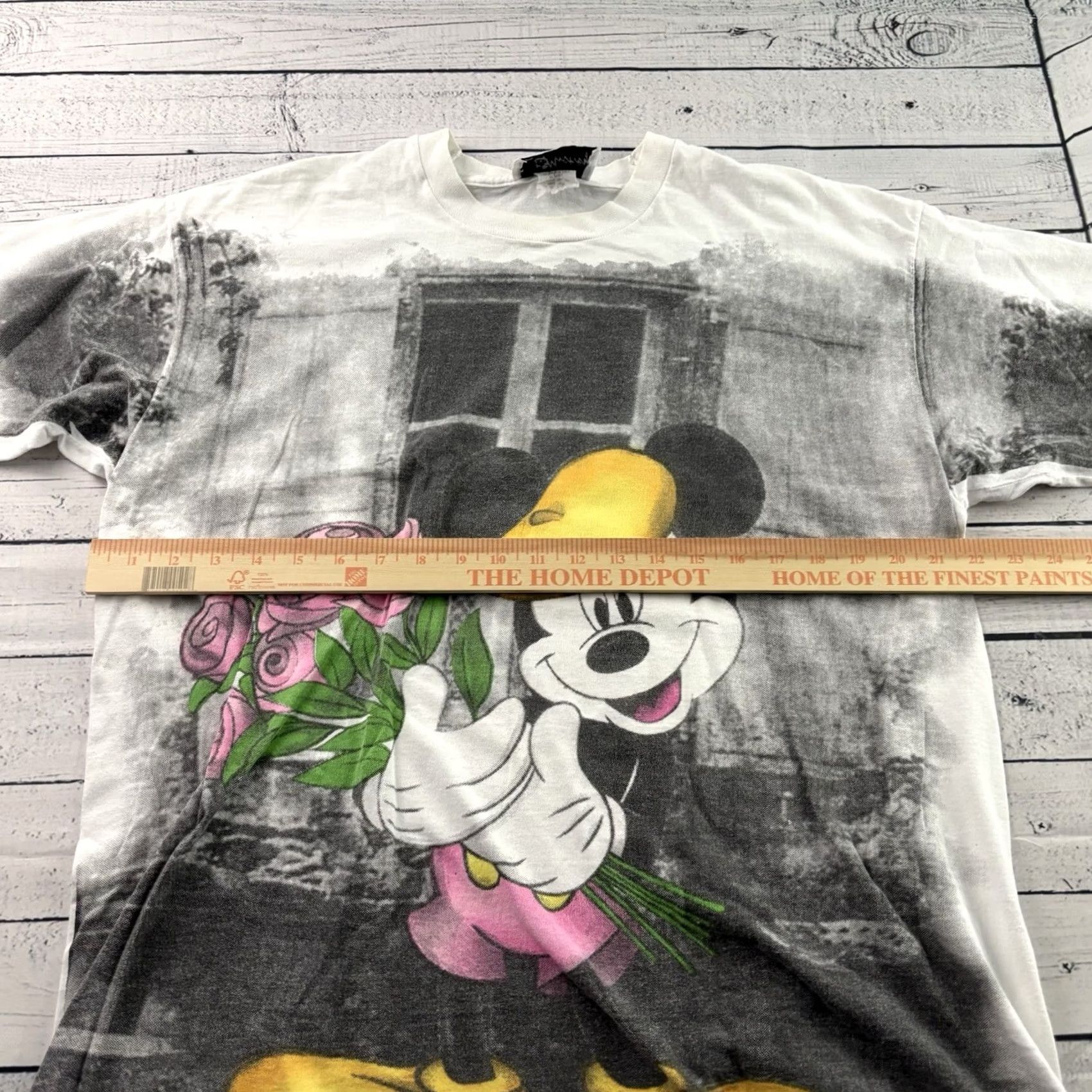 Disney VTG Mickey Mouse All Over Print Short Sleeve T Shirt Men's XL White Disney 90s Shirt Micky Mouse Crew Neck Graphic Print Retro Java: Size US XL / EU 56 / 4 - 5 Thumbnail