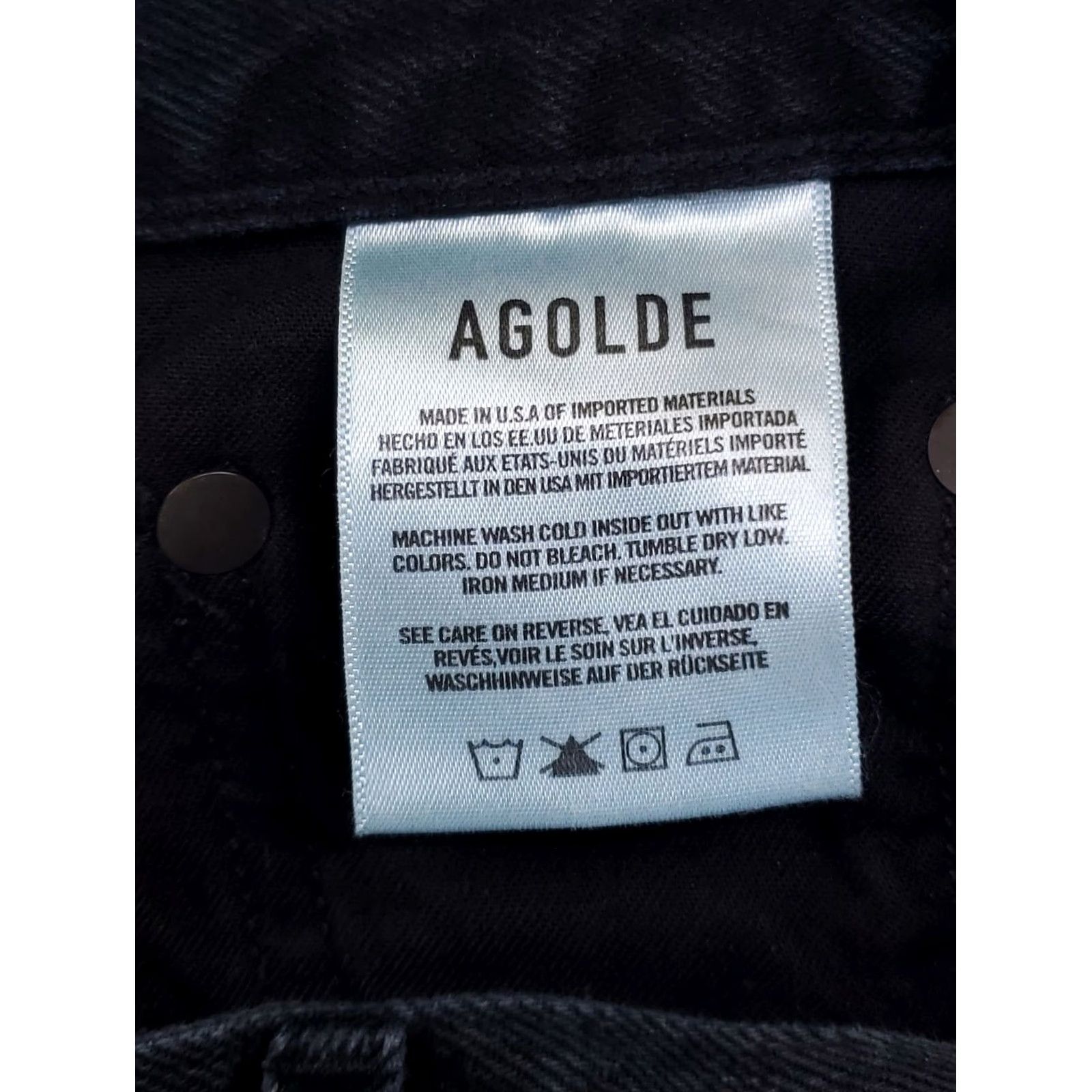 Agolde AGOLDE Lana Jeans Distressed Black Womens 29 (29 x 26.5 Actual) Jeans Womens 29 Black Distressed Straight Size 29" - 3 Thumbnail