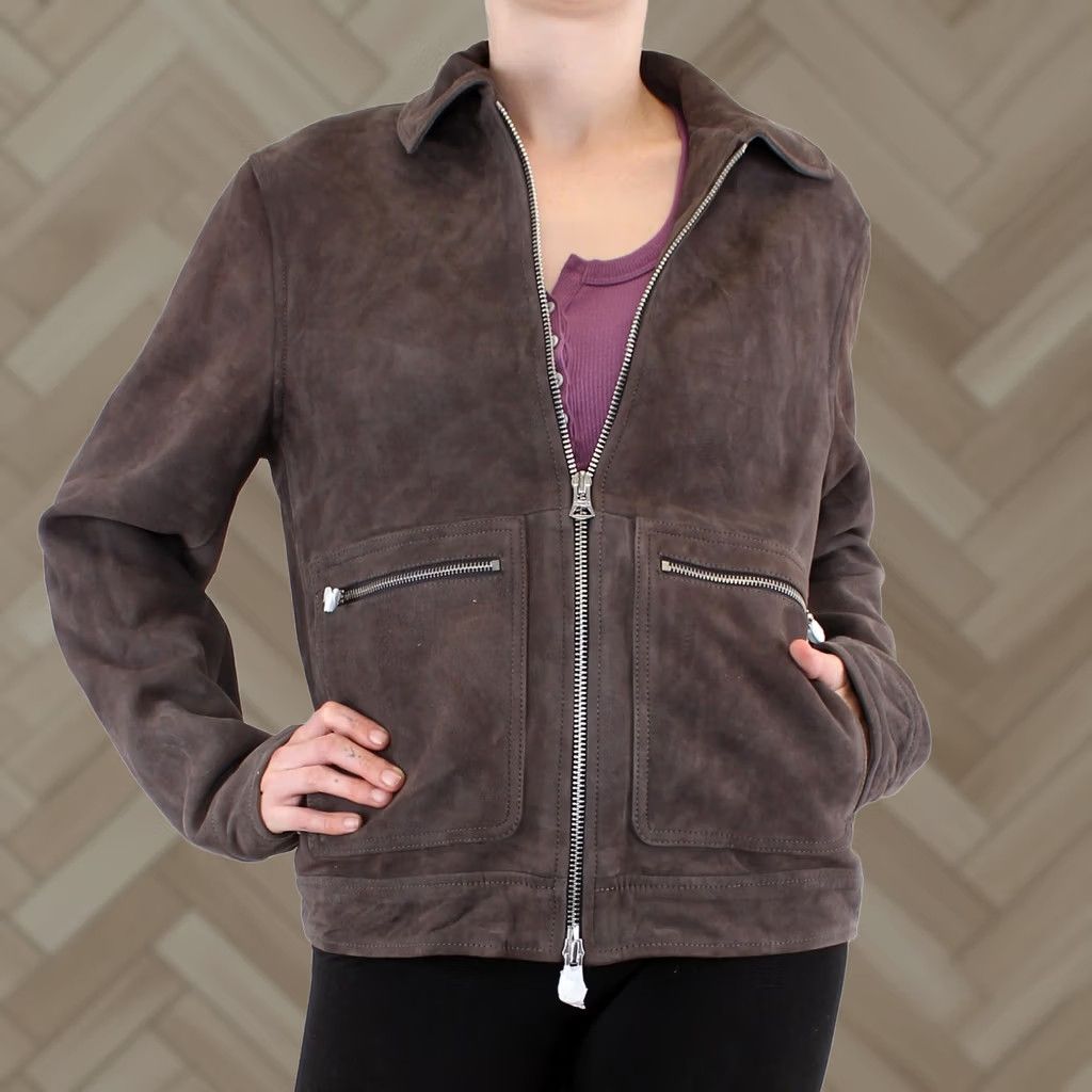 Club Monaco Club Monaco Jacket, Women's Full Zip Suede Jacket, Small, Grey, MSRP: 95 Size S / US 4 / IT 40 - 1 Thumbnail