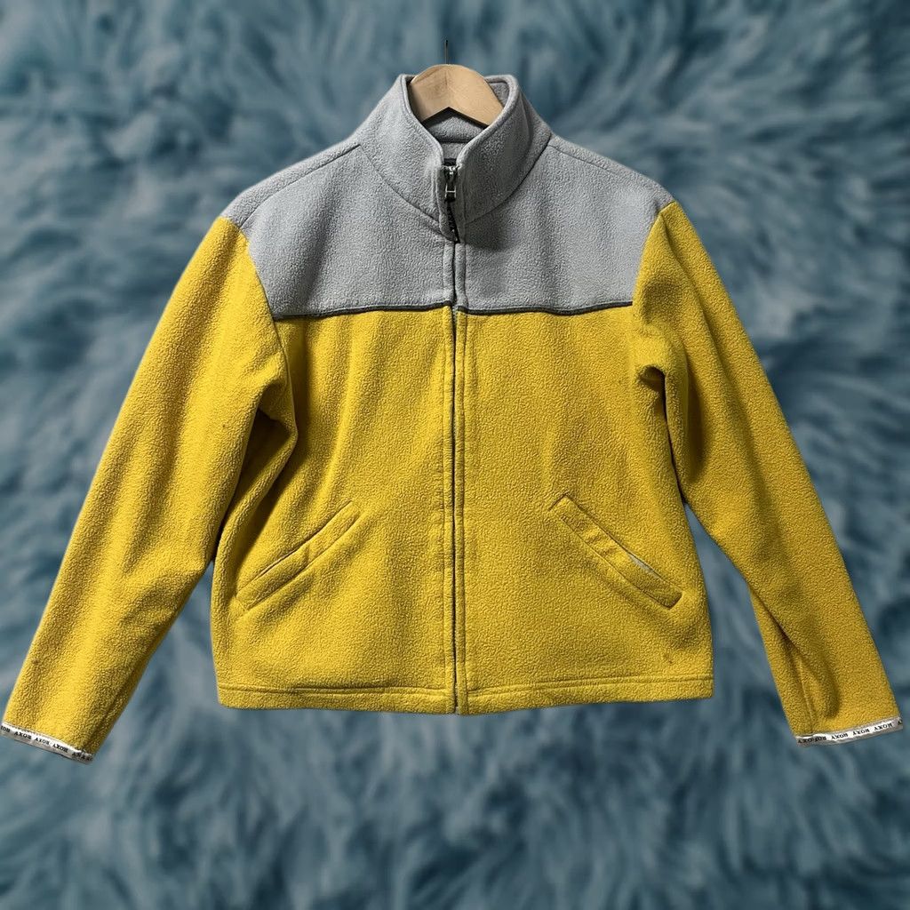 Vintage ROXY Jacket Women's Medium Yellow Gray Fleece Zip Full Jacket Size M / US 6-8 / IT 42-44 - 1 Thumbnail