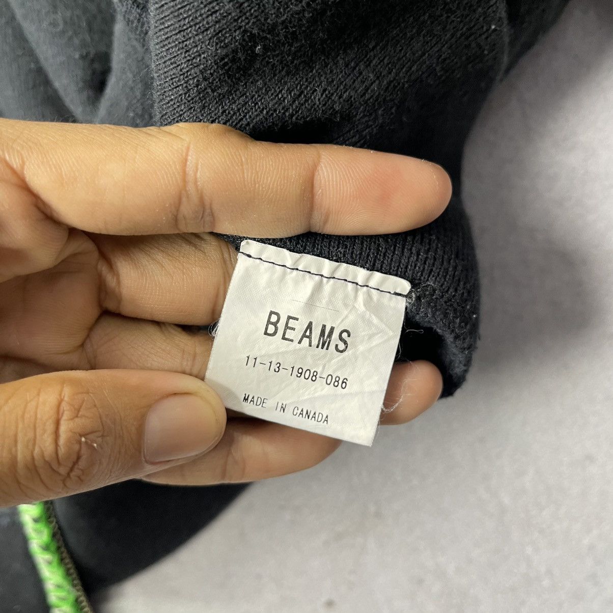 Beams Japan Vintage BEAMS Full Zip Hoodie Green Contrast Stitch Size US L / EU 52-54 / 3 - 8 Thumbnail