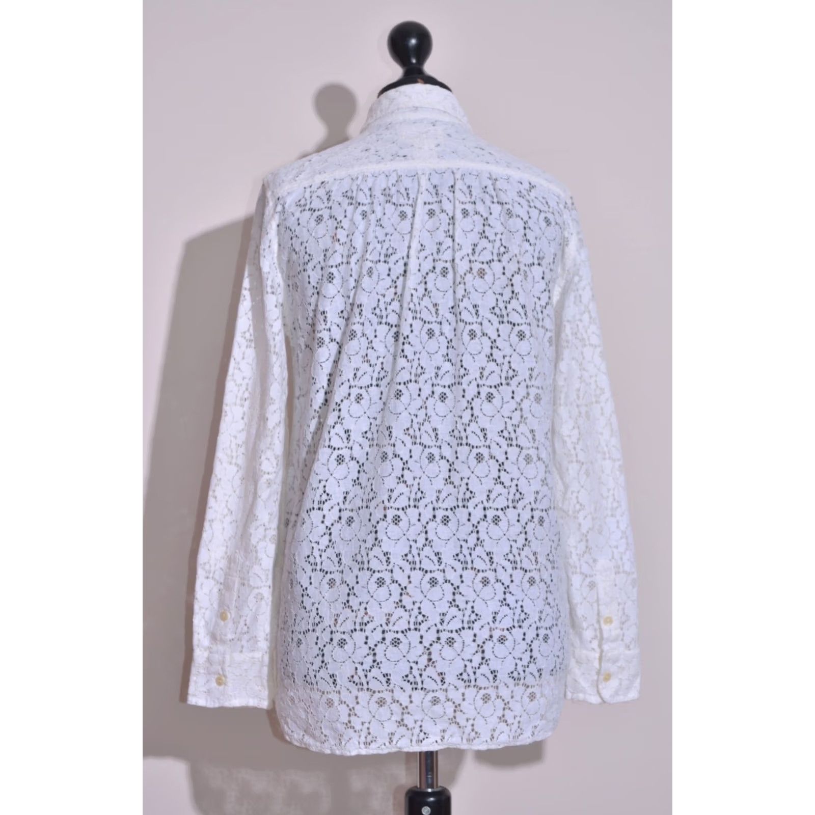 Ralph Lauren Ralph Lauren Denim & Supply Womens Button-Up Shirt Beige Floral Lace Long Sleeve/Collared White Small XS? Size S / US 4 / IT 40 - 4 Thumbnail