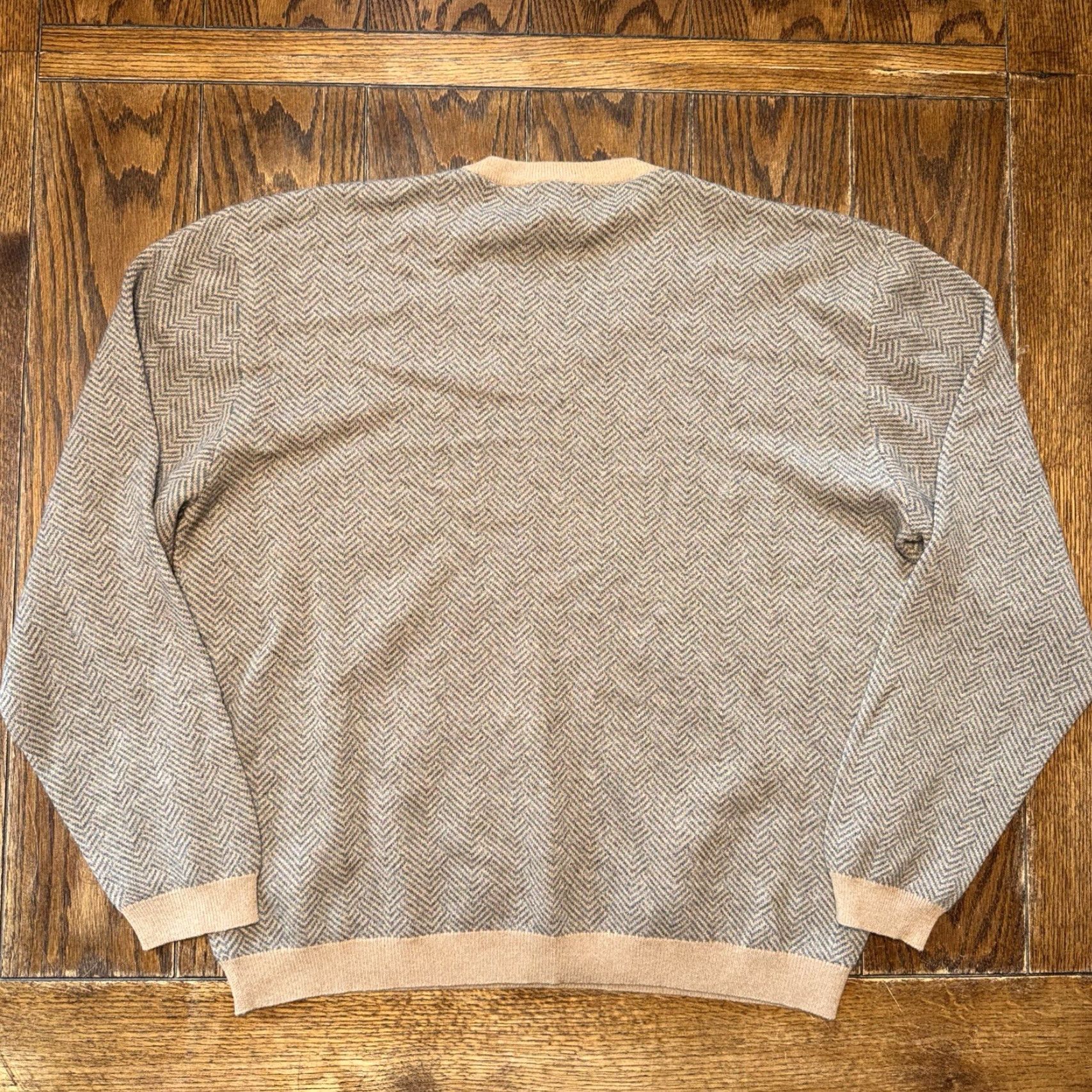Orvis Orvis Men's 100% Cashmere V-Neck Sweater Brown Herringbone Chevron Size XL Size US XL / EU 56 / 4 - 4 Thumbnail