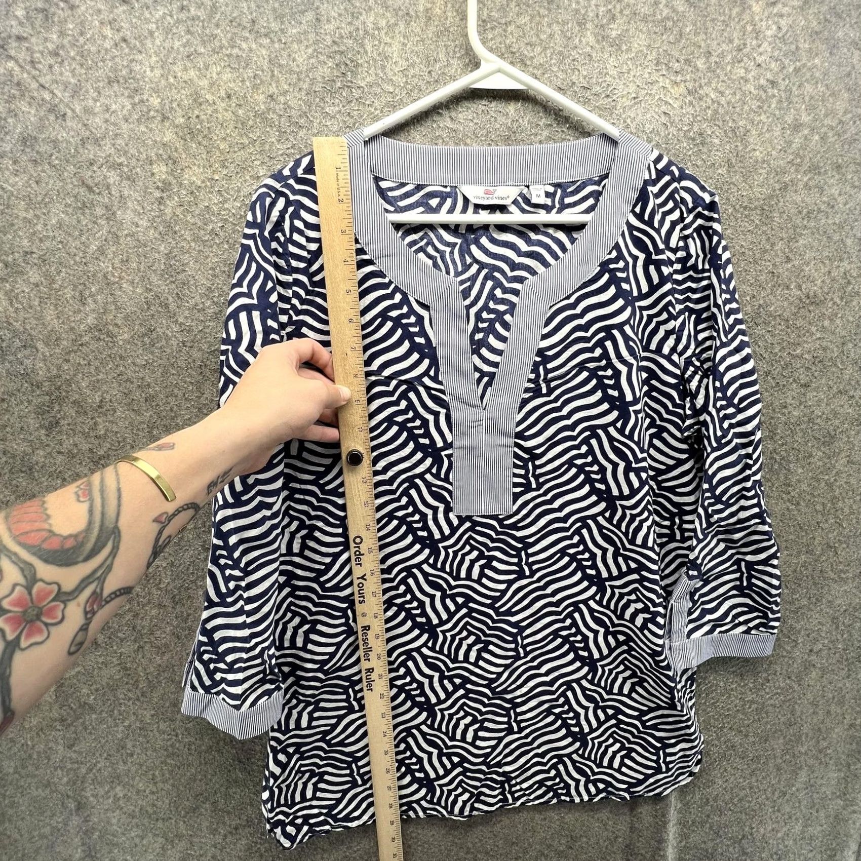 Vineyard Vines Vineyard Vines Blouse Tunic Womens Medium Blue Stripe V Neck 3/4 Sleeve Top Size M / US 6-8 / IT 42-44 - 6 Thumbnail