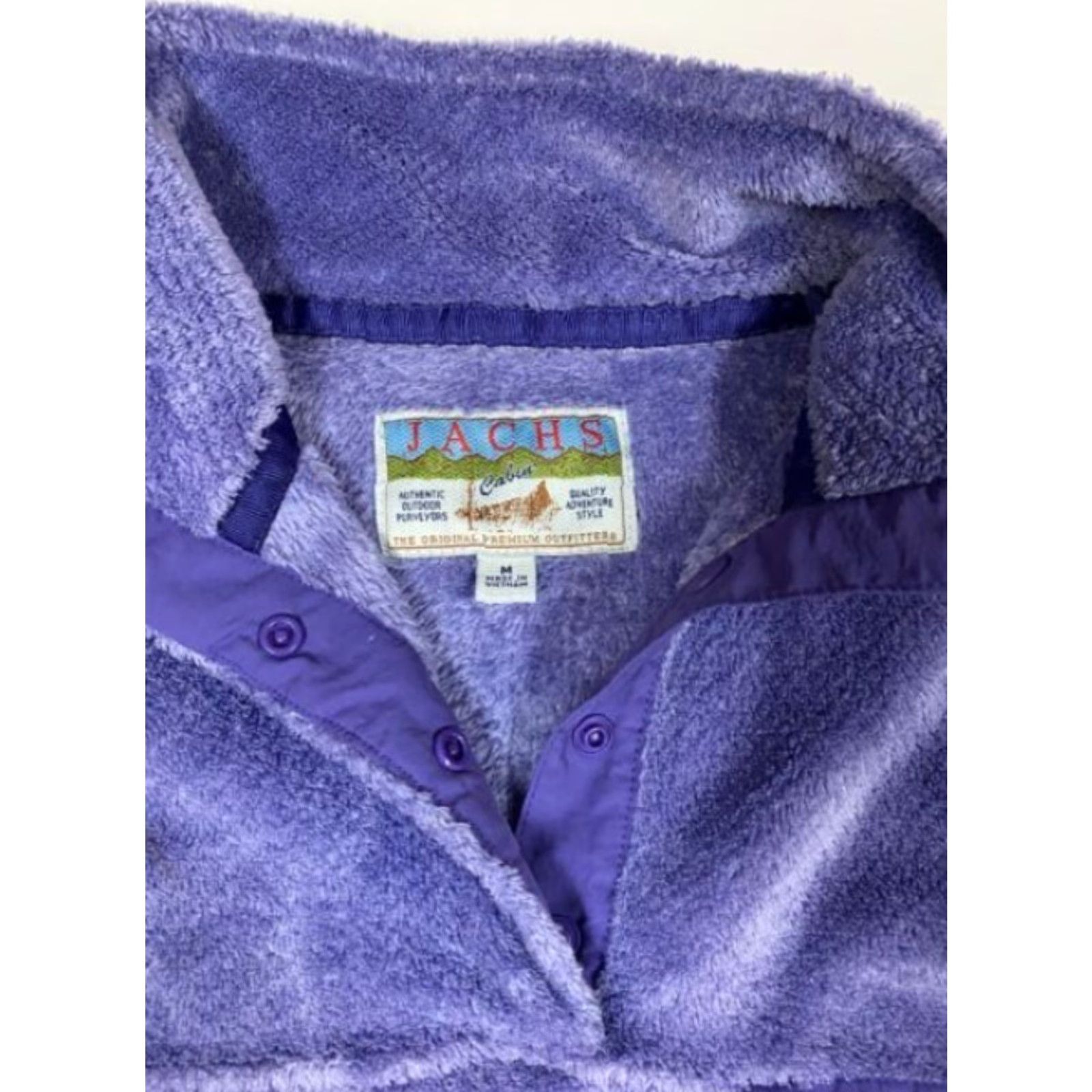 Vintage Jachs Sweater Womens Medium Purple Fleece Pullover Snap Puff Sleeve Bow Button Knit Chunky-Knit Long Sleeve Winter Regular Fit Solid Size M / US 6-8 / IT 42-44 - 5 Thumbnail