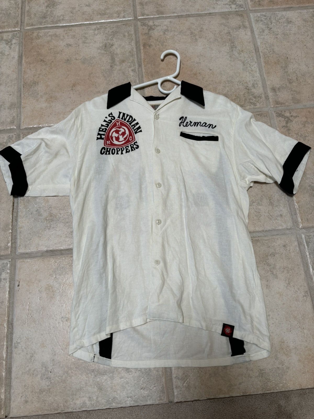 Vintage 60s “Hell’s Indian Choppers” Motorcycle Button Up Size US M / EU 48-50 / 2 - 2 Thumbnail