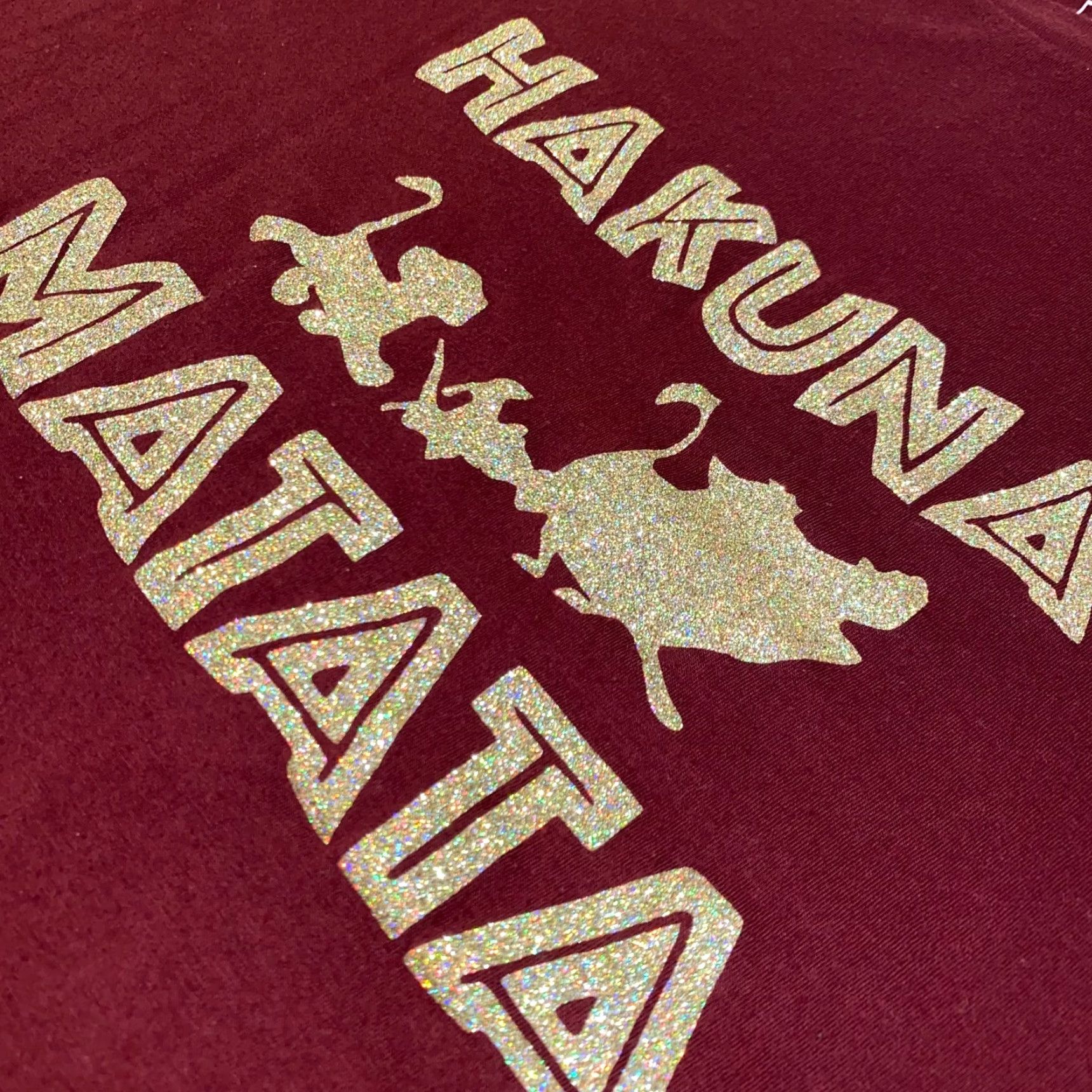 Disney Disney Tshirt The Lion King Simba Timon & Pumbaa Glitter Logo Maroon 2XL Adults Size XXL / US 16-18 / IT 52-54 - 2 Thumbnail