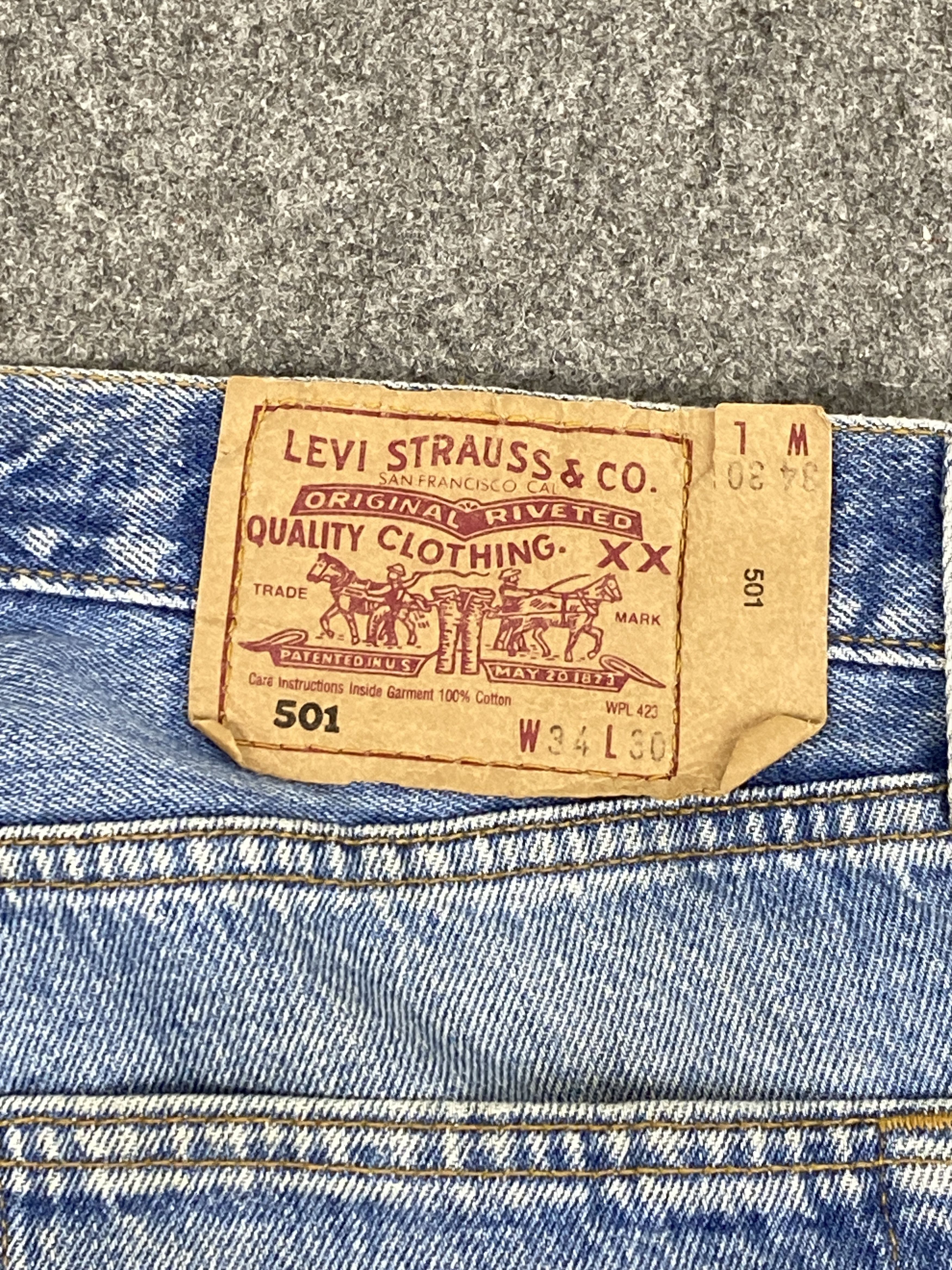 Levi's Vintage 90s Levi's 501 Distressed Faded Blue Jeans DP2849 Size US 32 / EU 48 - 5 Thumbnail