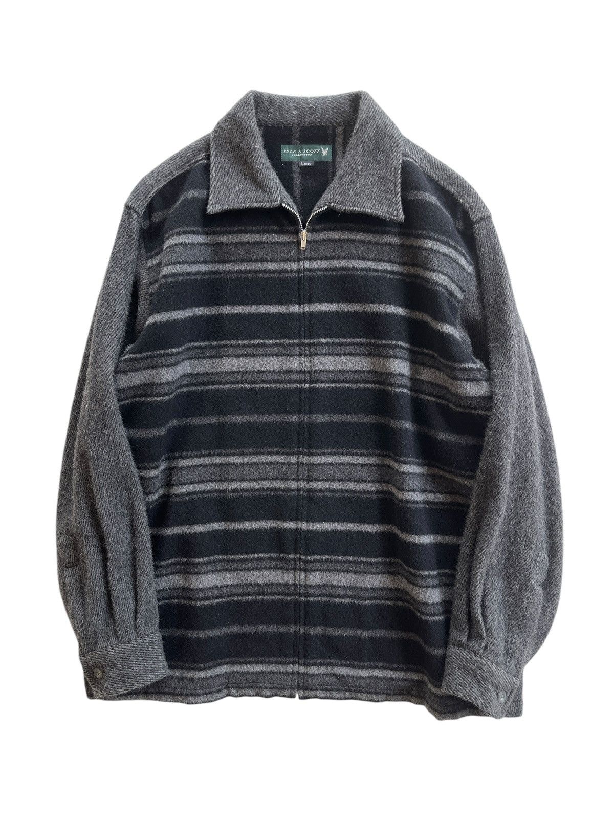 Lyle & Scott Vintage Lyle & Scott Wool Stripe Zipper Jacket Size US L / EU 52-54 / 3 - 1 Thumbnail