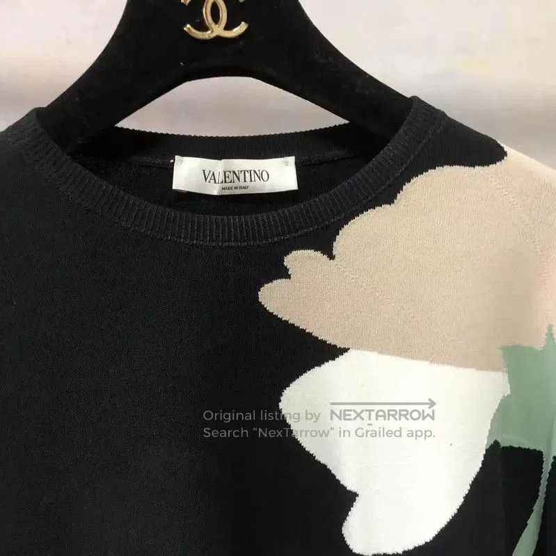 Valentino Valentino Black Wool Blend Floral Sweater . Size XS / US 0-2 / IT 36-38 - 2 Thumbnail