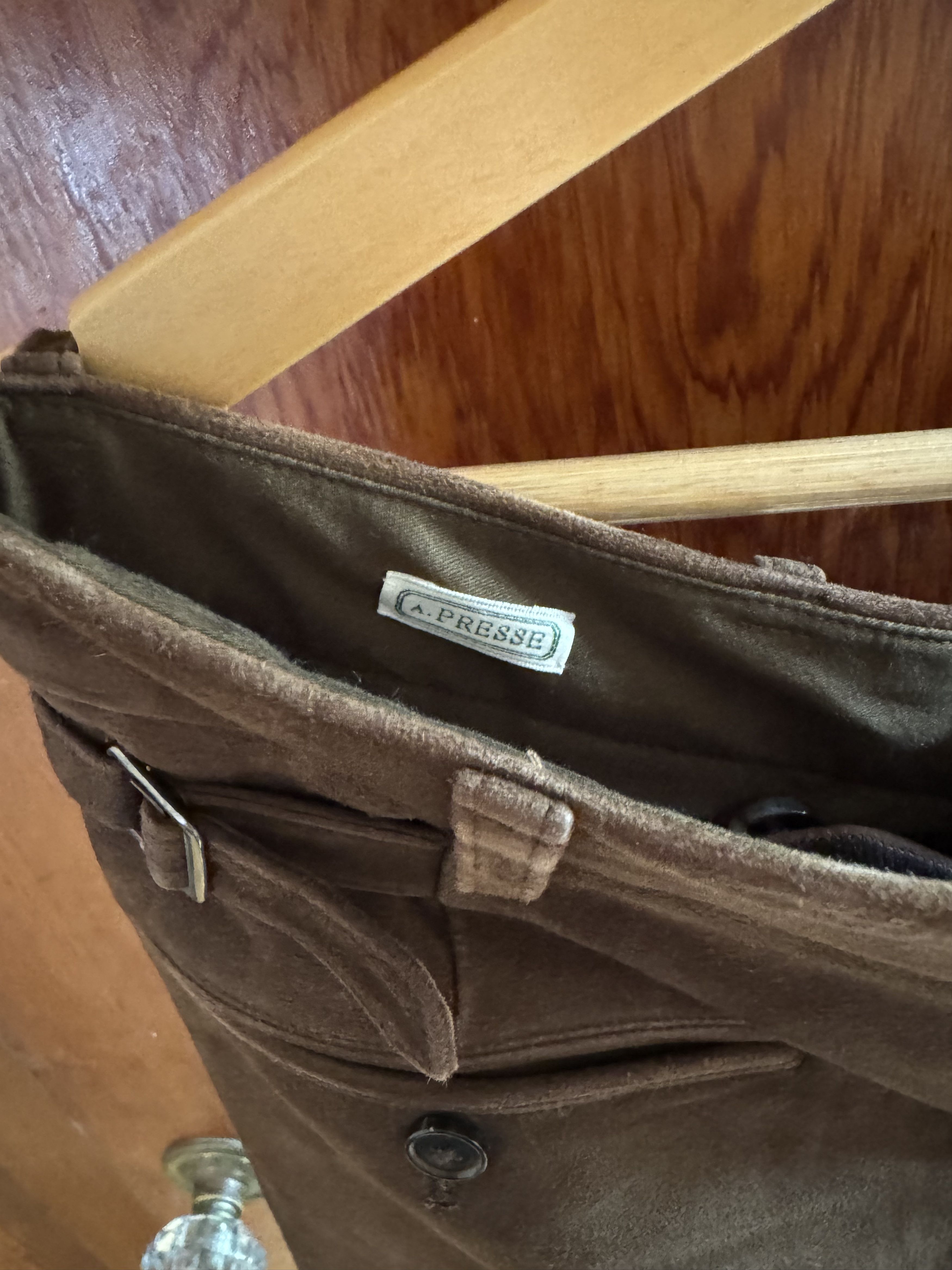 A.PRESSE Brown suede pants Size US 32 / EU 48 - 2 Thumbnail