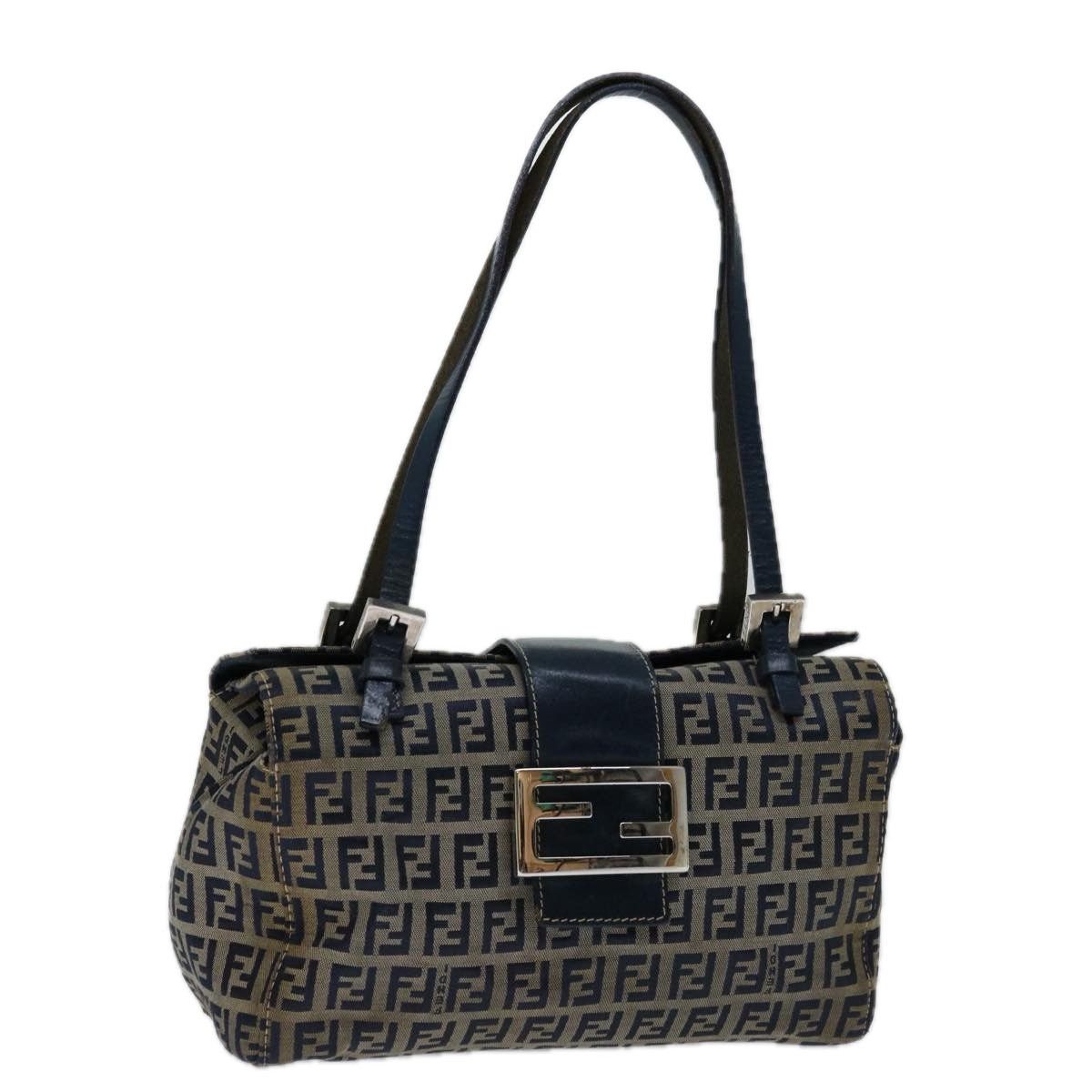 Fendi Zucchino Canvas Mamma Baguette Hand Bag Navy in Blue, Women's