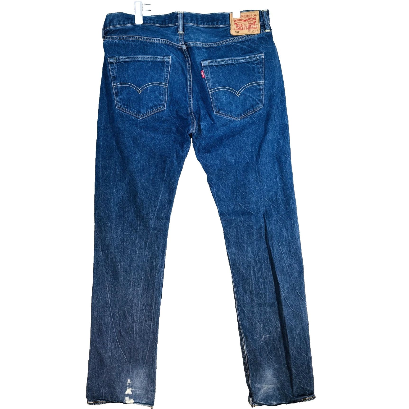 Levi's Levi's 501 Jeans Mens 34x32 Blue Medium Regular Fit Denim Button Fly Straight Pocket Distressed Logo USA 5-Pocket Size US 34 / EU 50 - 6 Thumbnail
