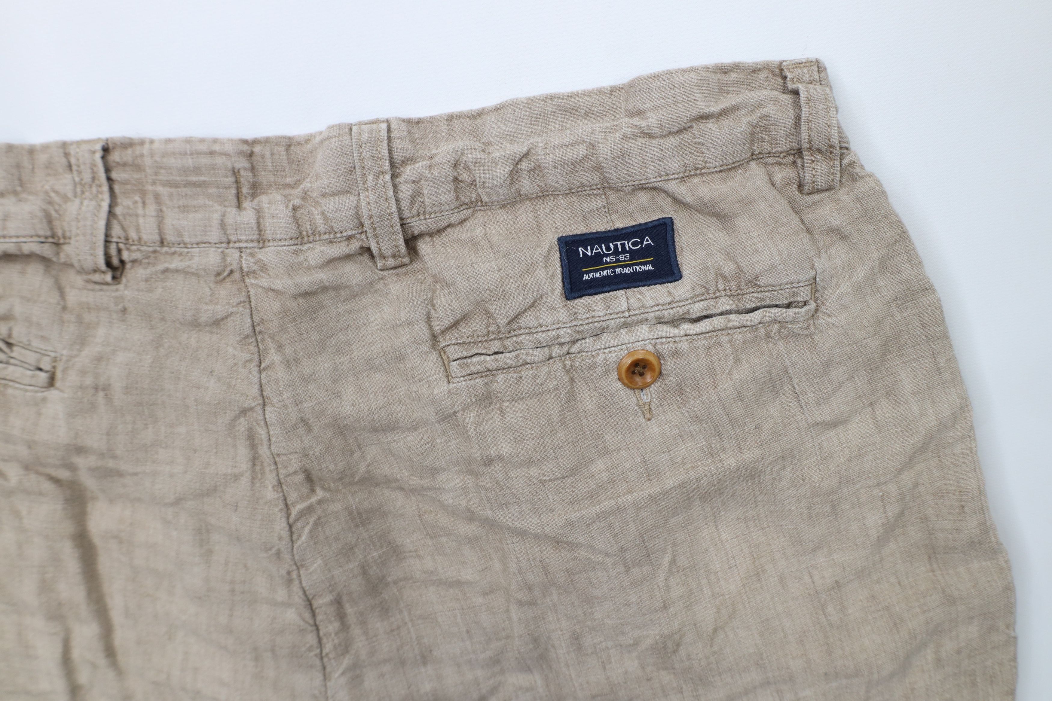 Nautica × Vintage Vintage Nautica Above Knee Linen Shorts Beige Brown Size US 35 - 13 Thumbnail
