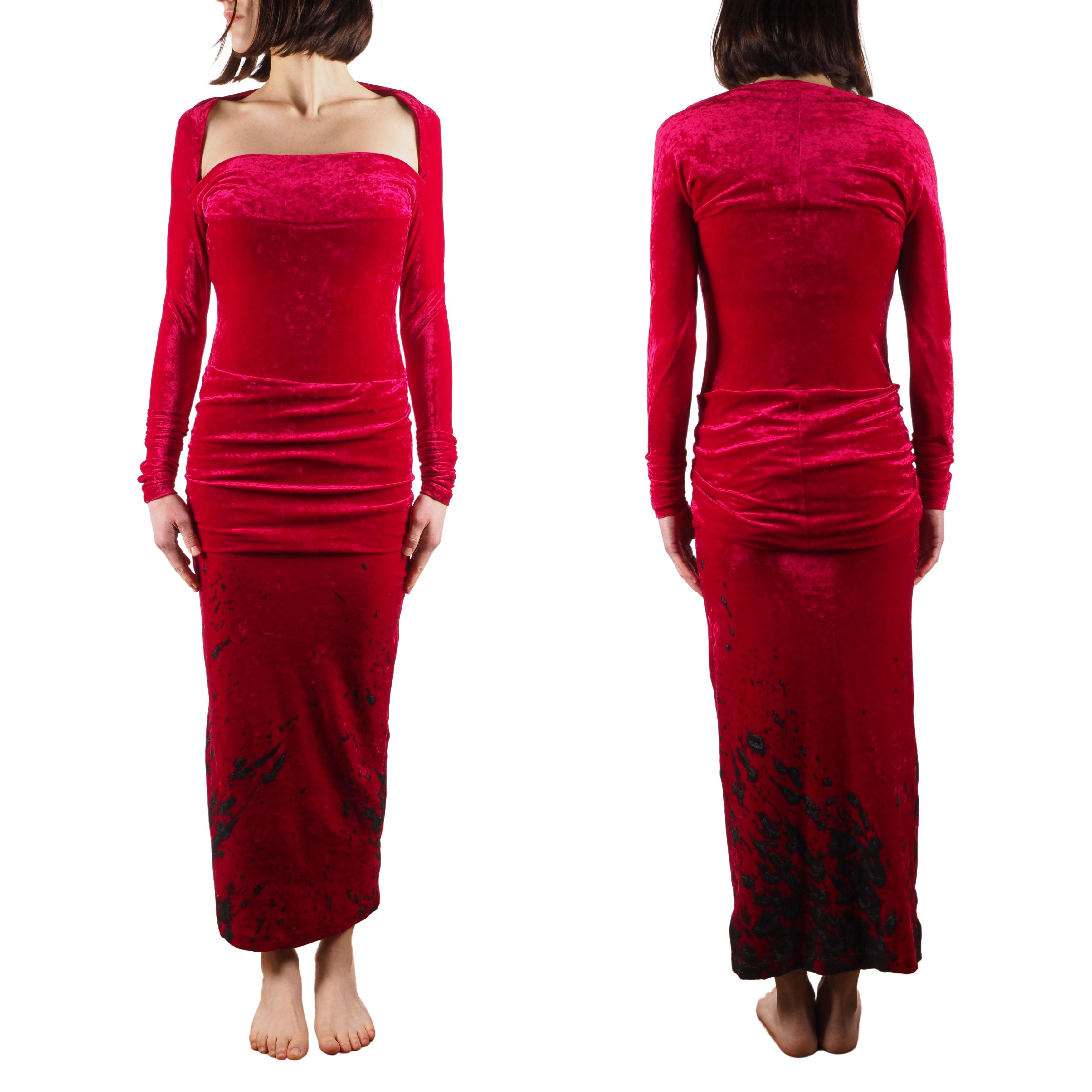 Vivienne Westwood Vivienne Westwood Anglomania Vintage Red Velvet Long Dress Size S / US 4 / IT 40 - 1 Thumbnail