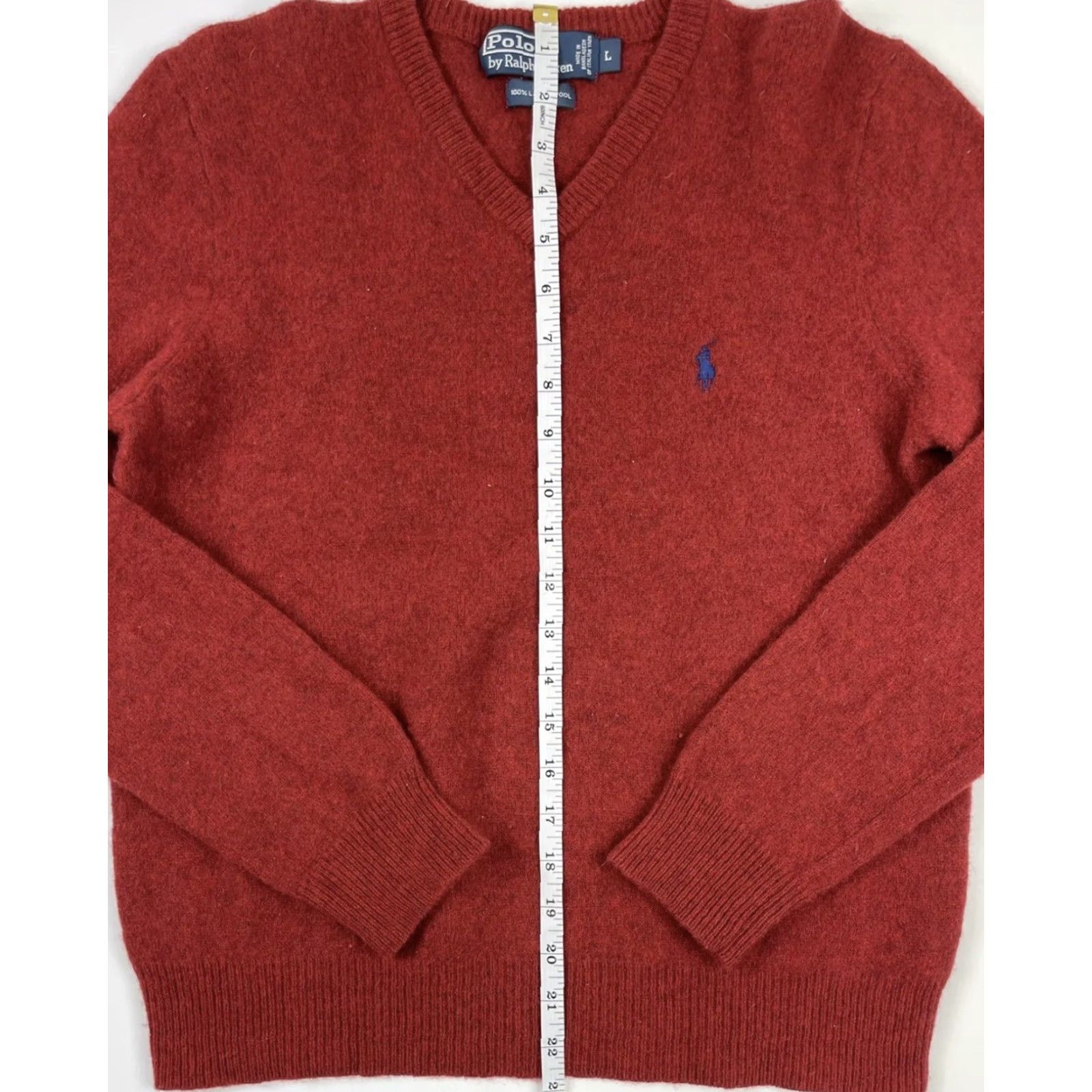 Polo Ralph Lauren Polo Ralph Lauren 90s Red Wool Sweater Mens L Pullover V-Neck Classic Retro Casual Size US L / EU 52-54 / 3 - 6 Thumbnail