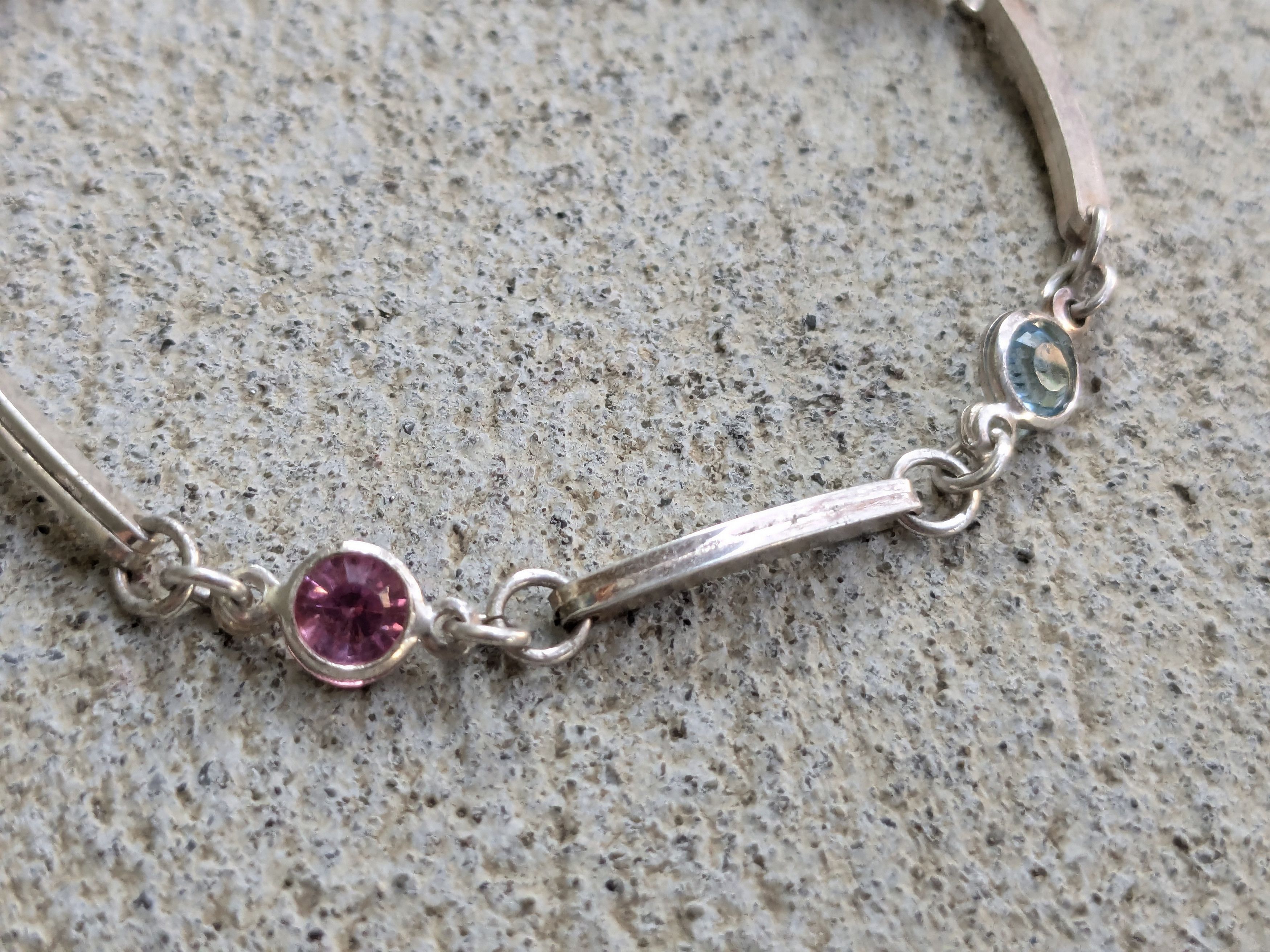 Jewelry Vintage Sterling Silver Bracelet Hexagon Chain 7" Y2K Size ONE SIZE - 3 Thumbnail