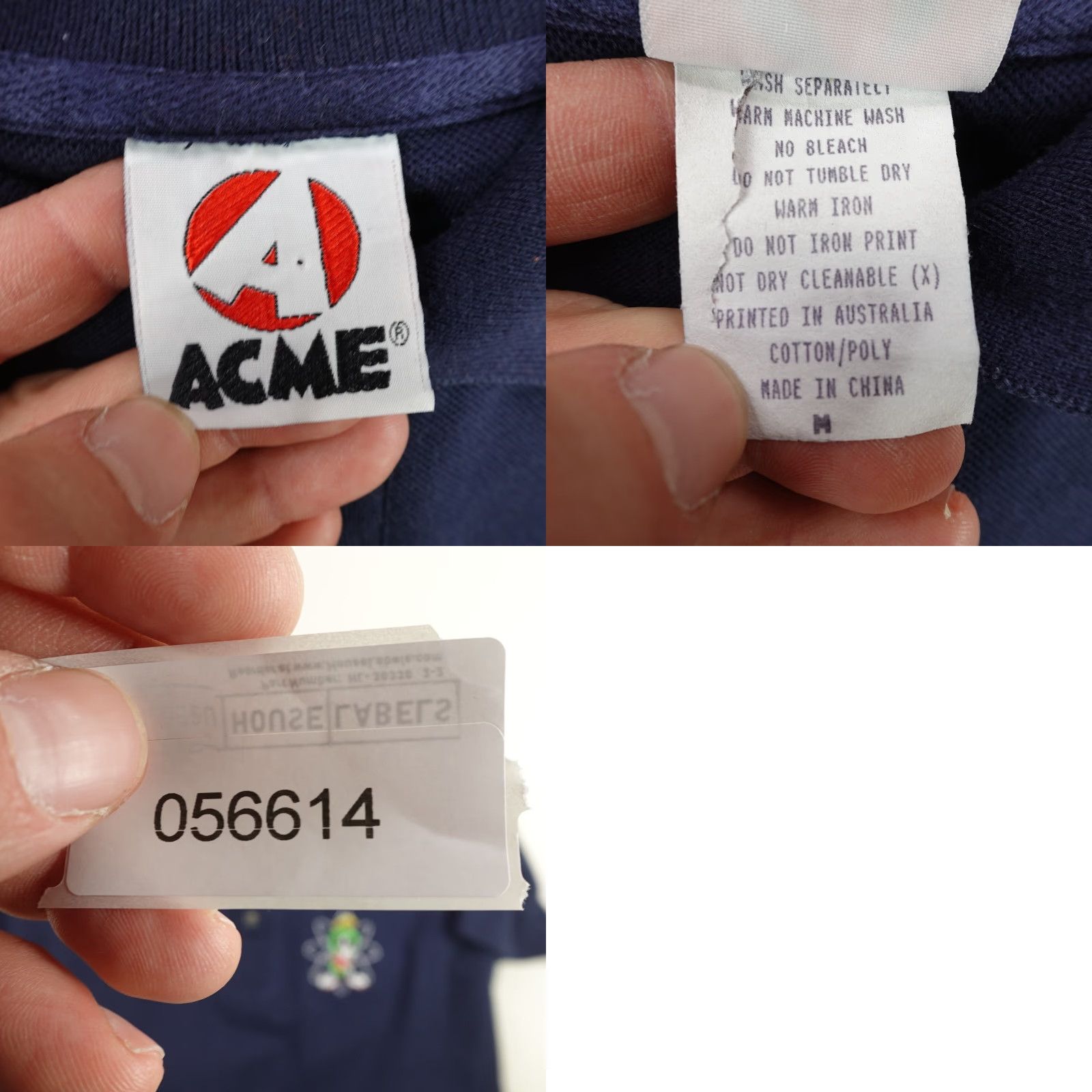 Vintage VINTAGE Looney Tunes ACME Polo Shirt Mens M Blue 90s Cartoon Marvin Martian Polo Short Sleeve Button Logo Cotton Polyester Knit Regular Man Size US M / EU 48-50 / 2 - 8 Thumbnail
