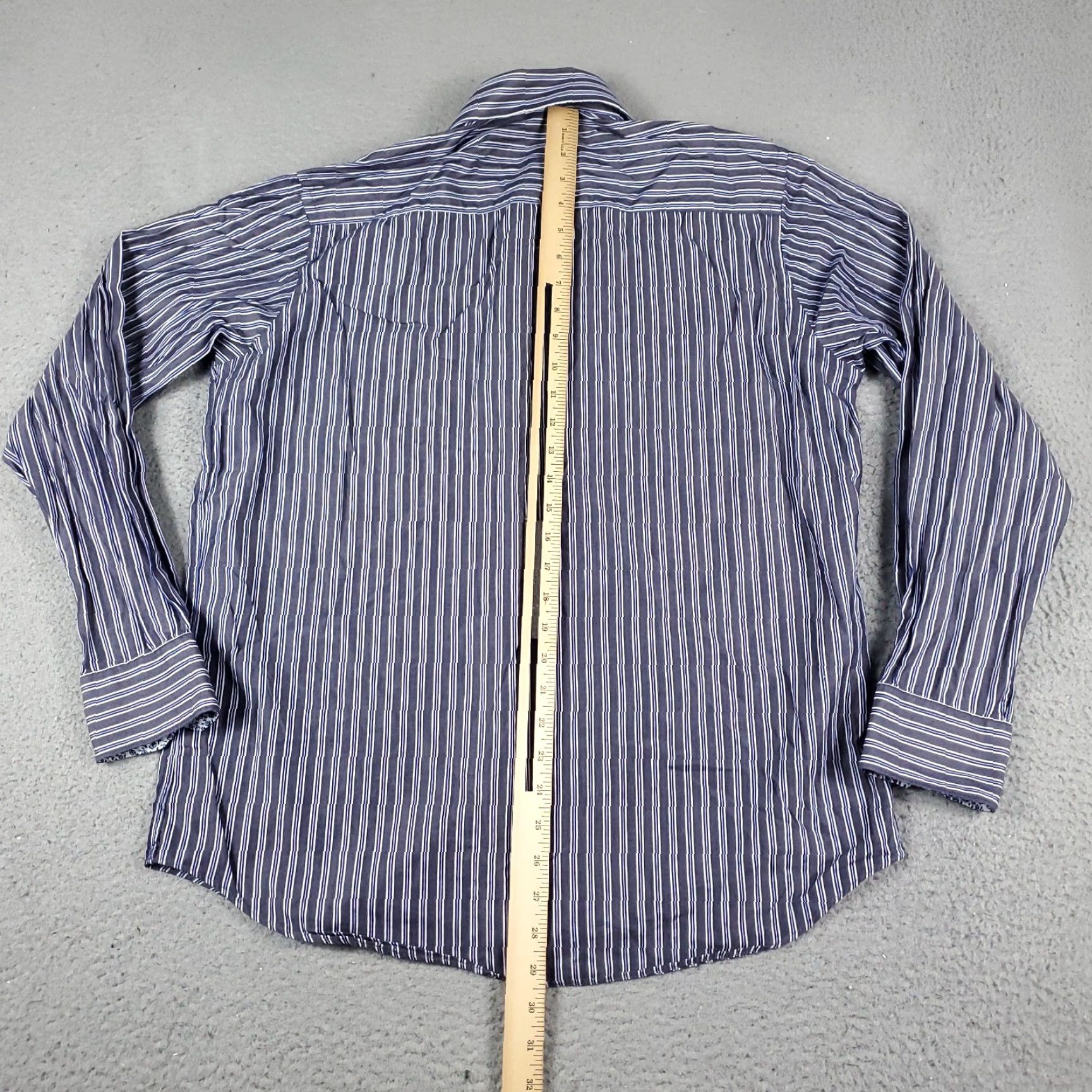 BUGATCHI Bugatchi Uomo Shirt Mens Medium Blue Striped Button Up Long Sleeve Size US M / EU 48-50 / 2 - 3 Thumbnail
