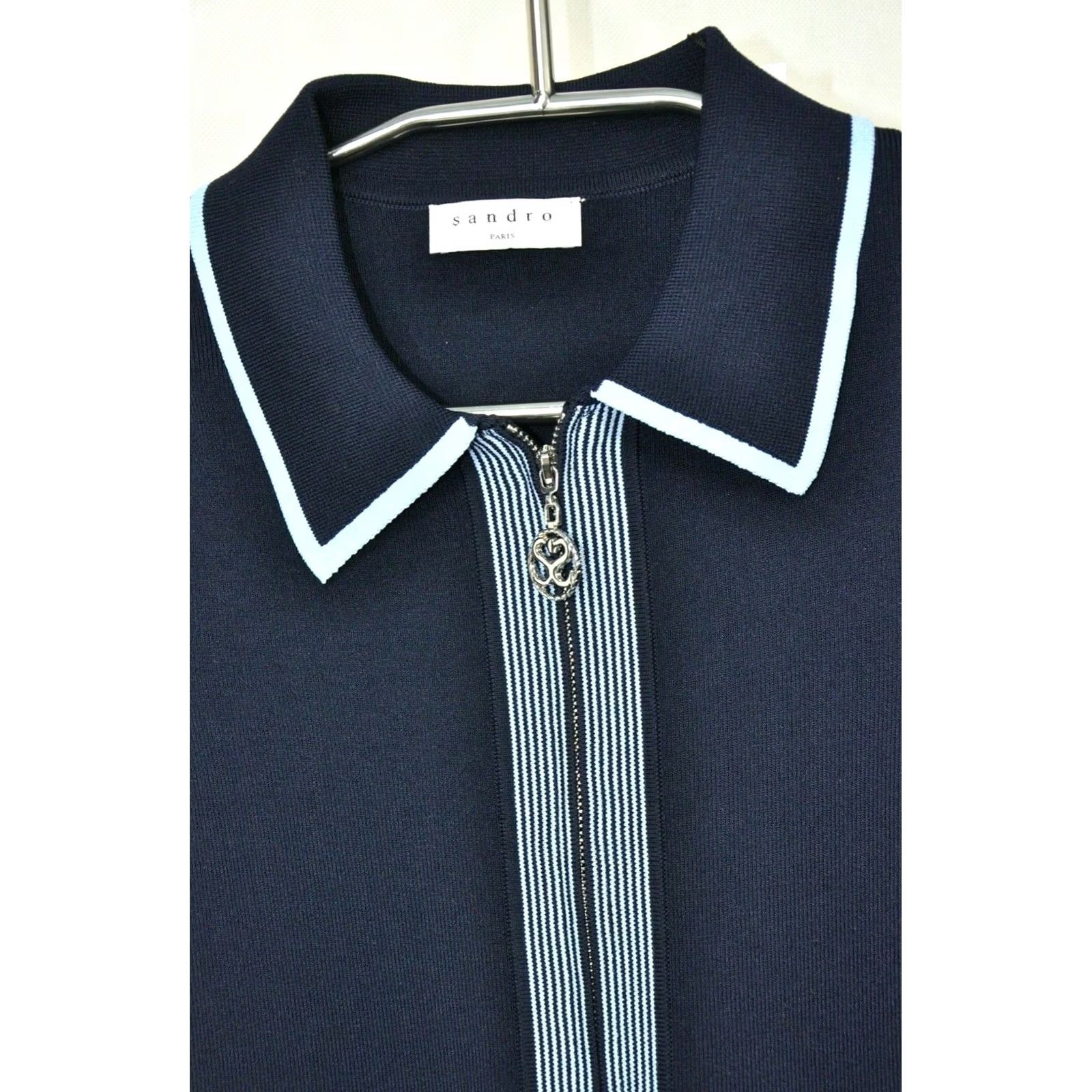 Sandro Sandro Dress Mini Striped-knit Blue 36 Women's Size 36 Short Sleeve Knit Pattern Striped 54%Viscose 44%Polyamide 2%Elastane Black? Size XS / US 0-2 / IT 36-38 - 4 Thumbnail
