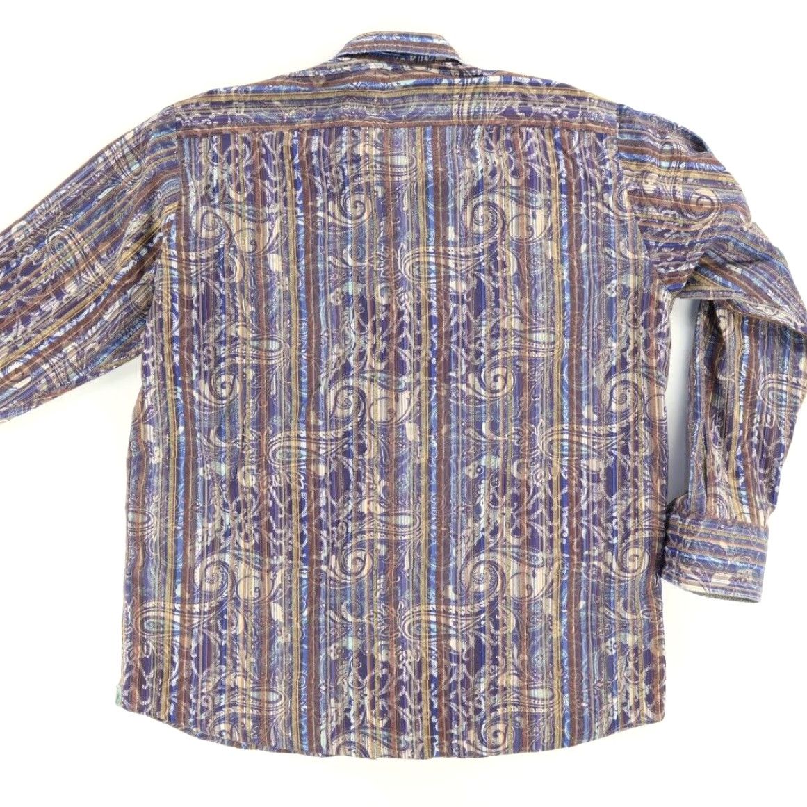 Vintage Visconti Black Textured Cotton Blend Paisley Long Sleeve Button Up Shirt Men's 2XL Size US XXL / EU 58 / 5 - 4 Thumbnail
