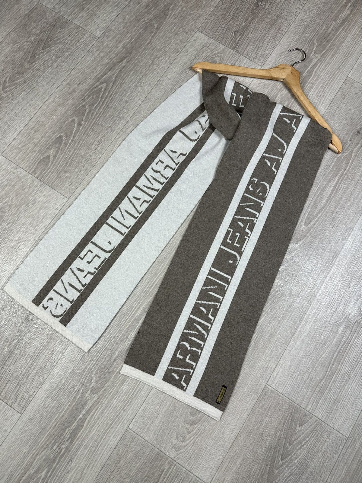 Armani × Giorgio Armani × Vintage Vintage Armani Jeans Scarf Big Logo Muffler Neckwear Size ONE SIZE - 2 Thumbnail