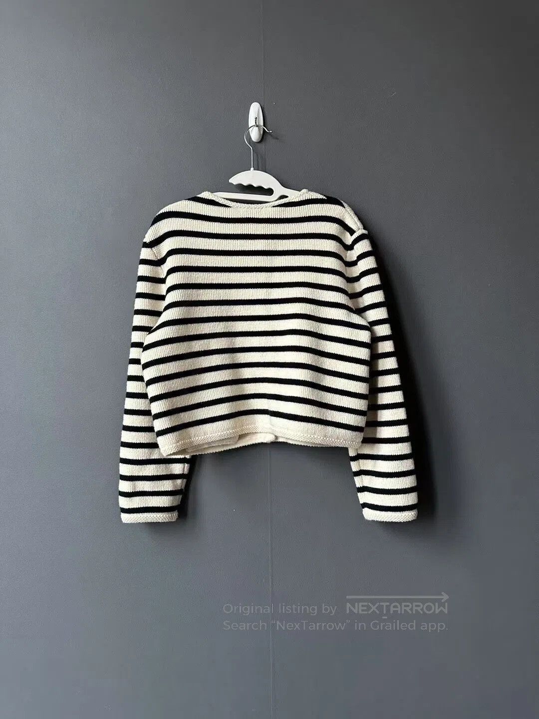 Celine CELINE Black and White Striped Wool Gold Button Jacket| Size M / US 6-8 / IT 42-44 - 2 Thumbnail
