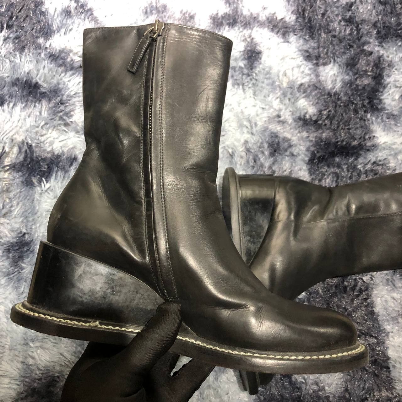Jil Sander Jil Sander Wedge Ankle Zip Leather boots Size US 7.5 / IT 37.5 - 8 Thumbnail