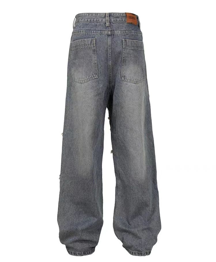 Jean × Vintage Vintage washed and faded loose fitting patchwork jeans Size US 32 / EU 48 - 2 Thumbnail