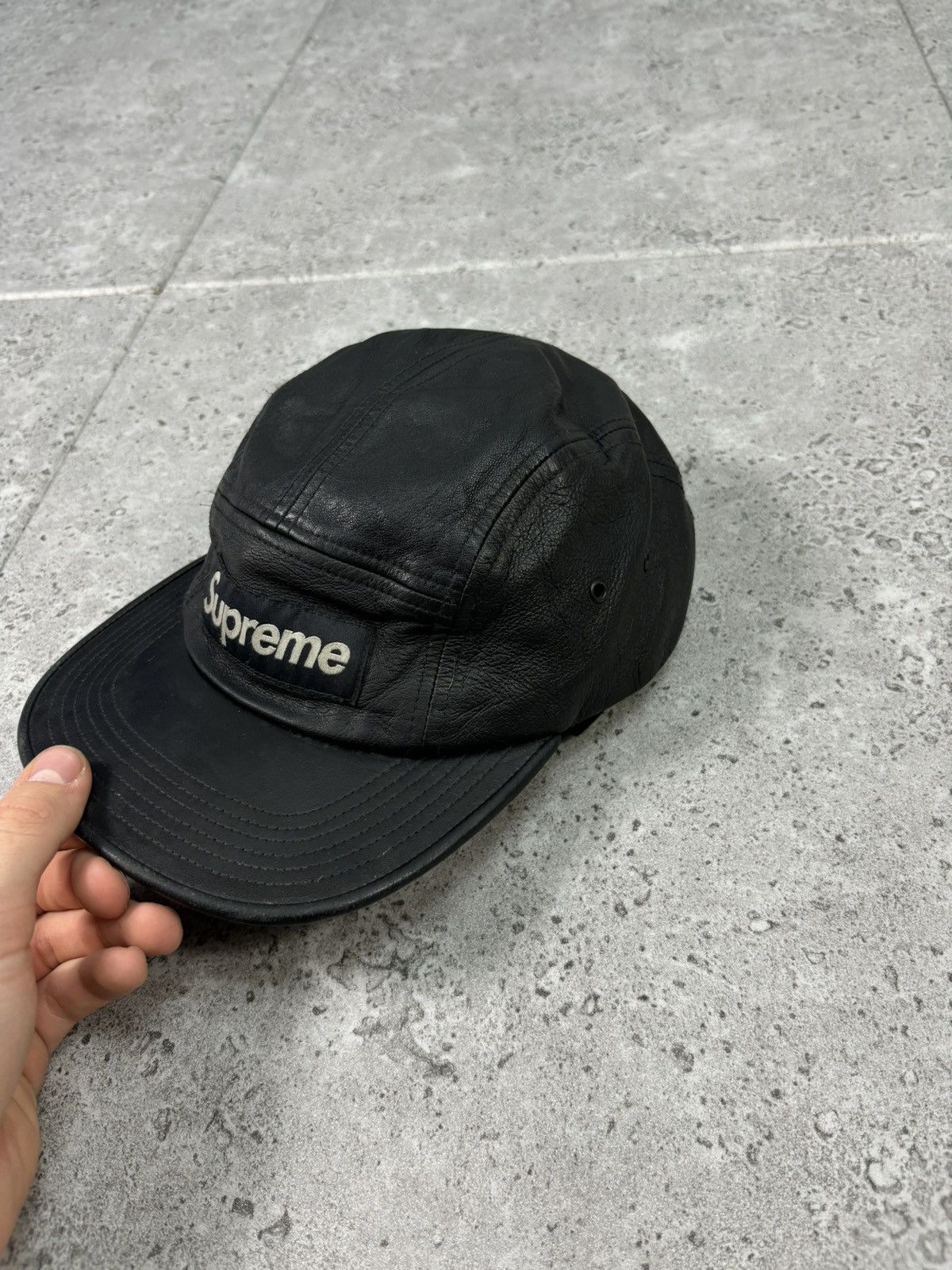Japanese Brand × Supreme FW09 Supreme Genuine Leather Camp Cap Hat Japanese Style Size ONE SIZE - 2 Thumbnail