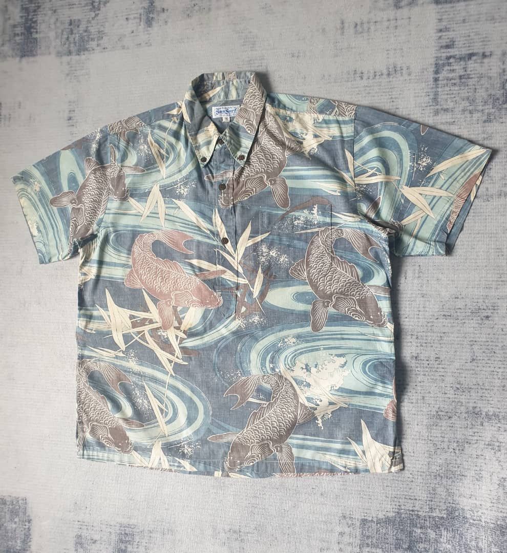 Sugar Cane 💥Sun surf fish koi yakuza Japanese pullover Hawaiian shirt Size US M / EU 48-50 / 2 - 9 Thumbnail