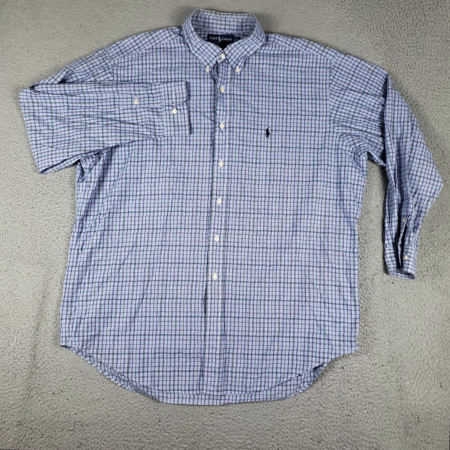 Ralph Lauren Ralph Lauren Shirt Mens 17.5 Blue Plaid Button-Down Long Sleeve Size 46R - 3 Thumbnail