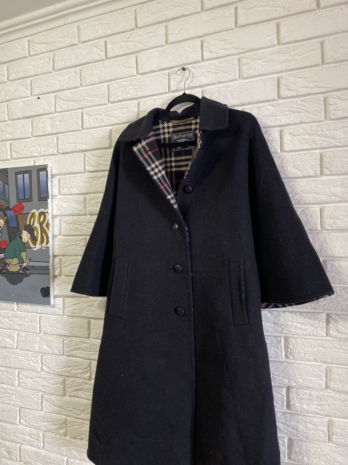 Burberry Burberrys Wool Coat, Double Face, Black, Flared Sle Size M / US 6-8 / IT 42-44 - 2 Thumbnail