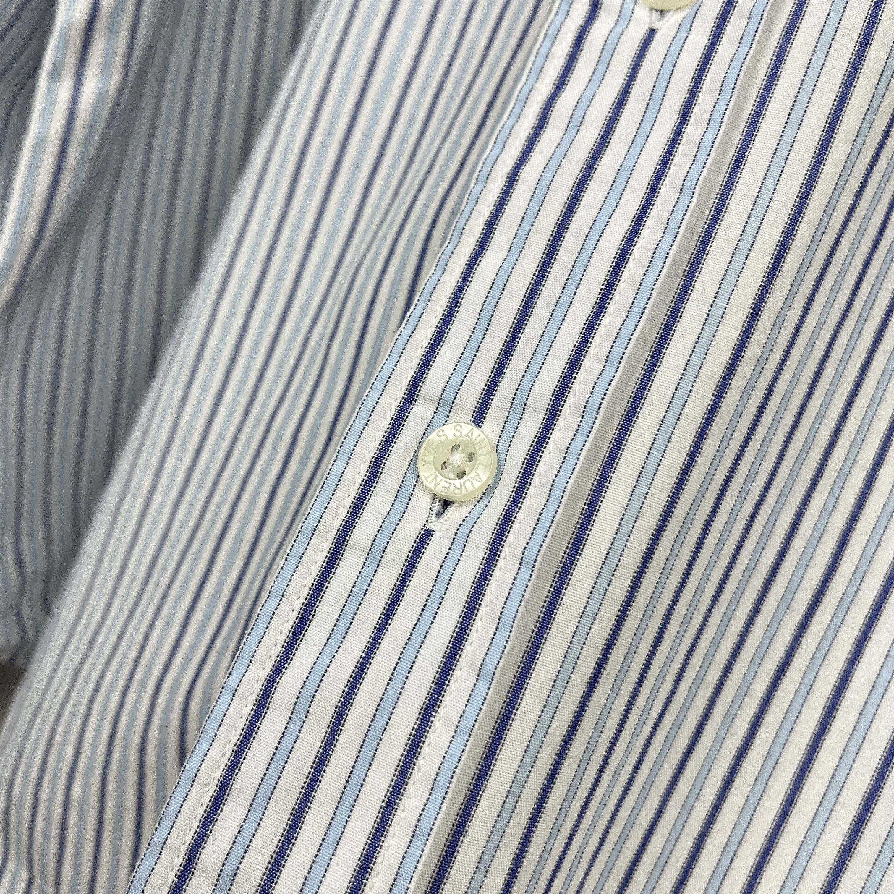 Yves Saint Laurent Yves Saint Laurent YSL Stripped Long Sleeve Button Up Shirt Size US XL / EU 56 / 4 - 10 Thumbnail