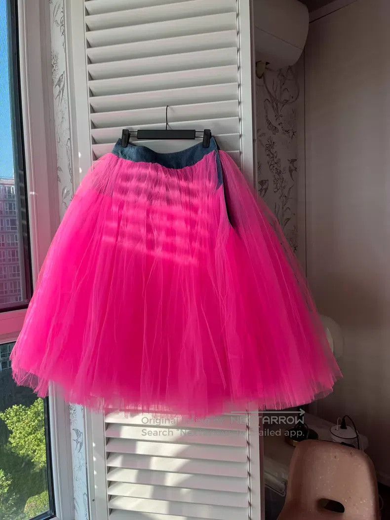 Junya Watanabe Junya Watanabe size M Pink Tulle and Denim Skirt Size 23" - 4 Thumbnail