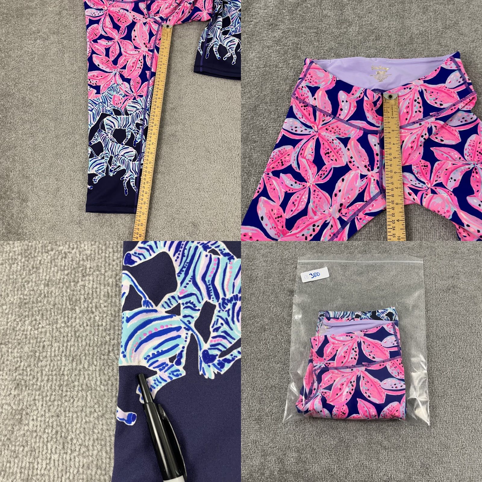 Lilly Pulitzer VINTAGE Lilly Pulitzer Luxletic Pants Womens M Jolena Weekender Zebra Floral Purple Size 32" / US 10 / IT 46 - 8 Thumbnail