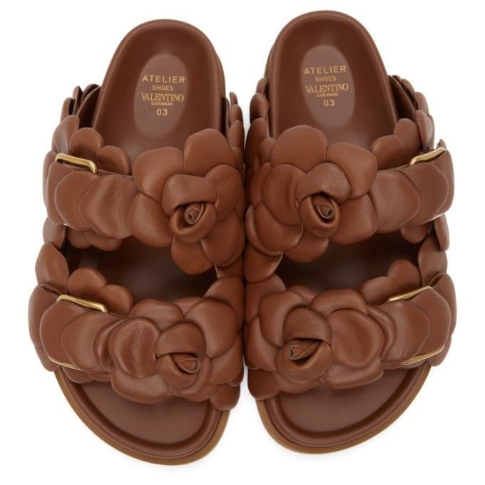 Valentino o1y0525 Leather Slippers in Brown Size US 8 / EU 41 - 4 Thumbnail
