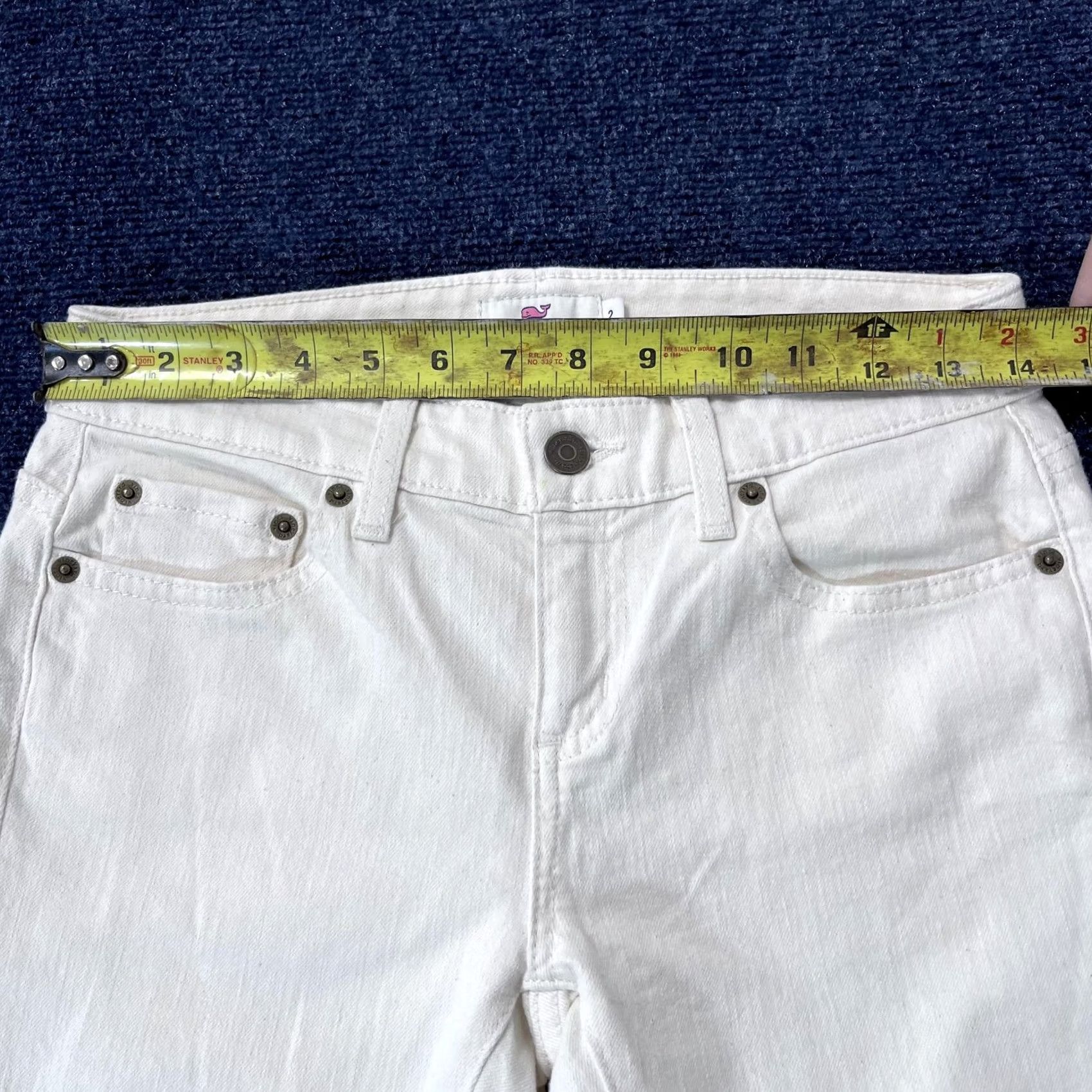 Vineyard Vines Vineyard Vines Pants Womens 2 White Jeans Skinny Raw Hem Stretch Denim Casual Size 26" / US 2 / IT 38 - 4 Thumbnail