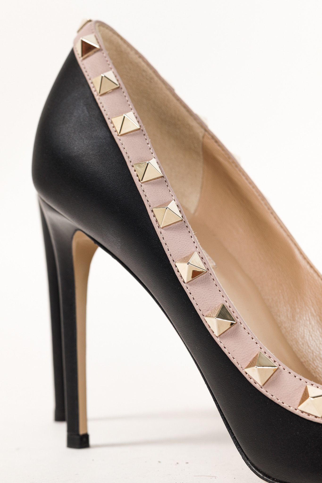 Valentino Valentino Garavani Rockstud 100mm Black Poudre Pink Pumps Size US 8 / IT 38 - 8 Thumbnail