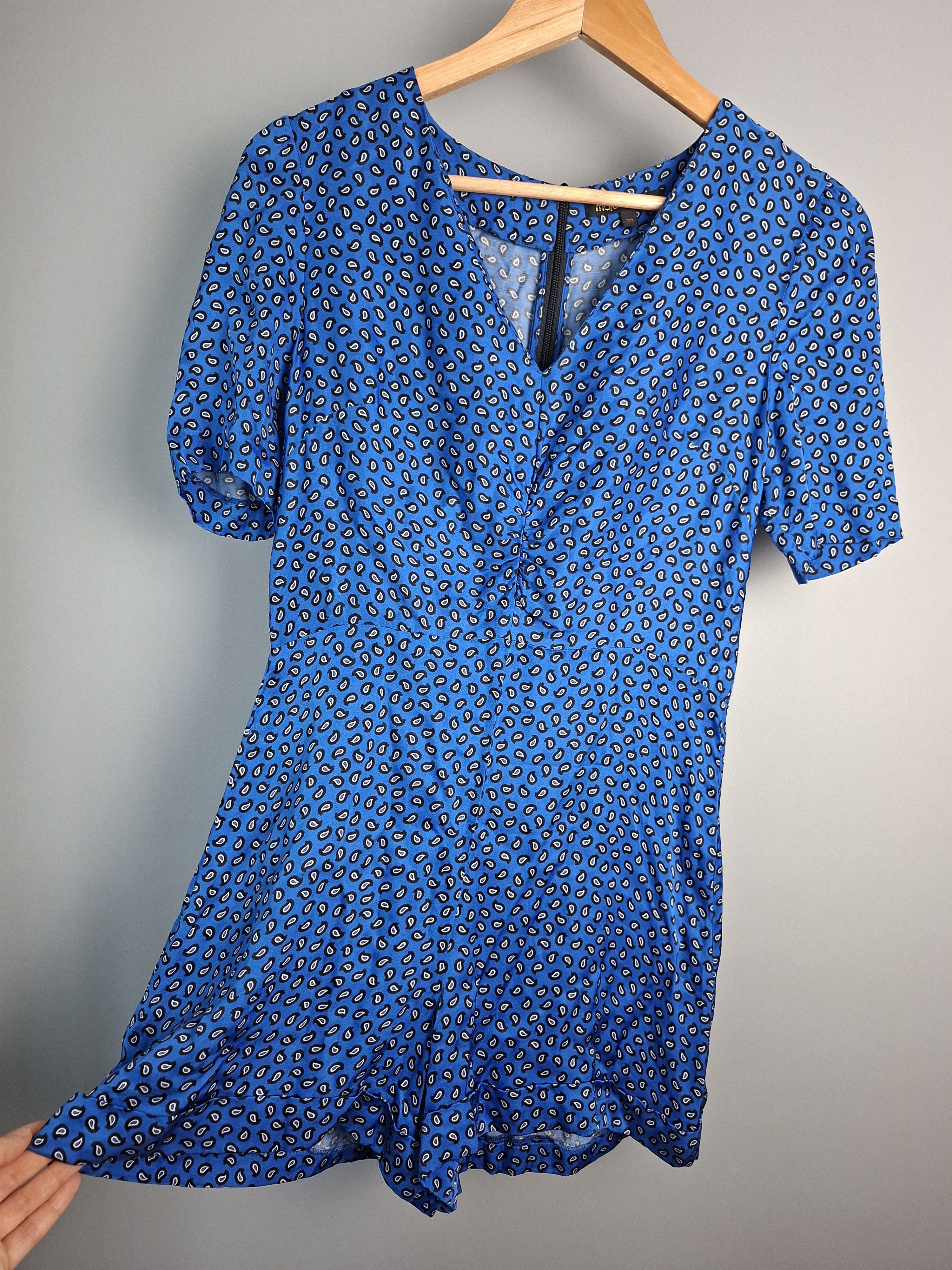 Maje Maje Blue Paisley Print Romper - French Chic Summer Playsuit Size S / US 4 / IT 40 - 2 Thumbnail