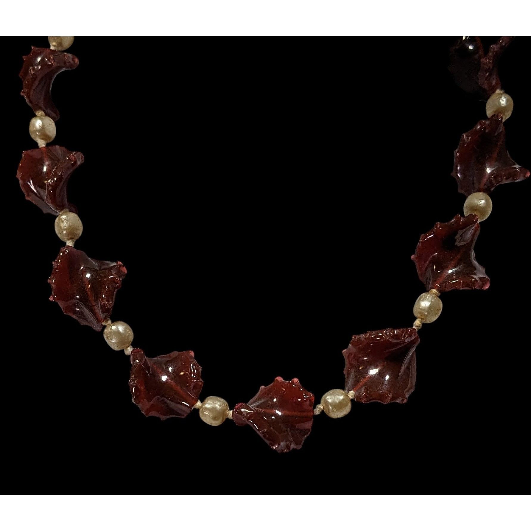 Other Vintage Abstract Glass And Faux Pearl Necklace Size ONE SIZE - 5 Thumbnail