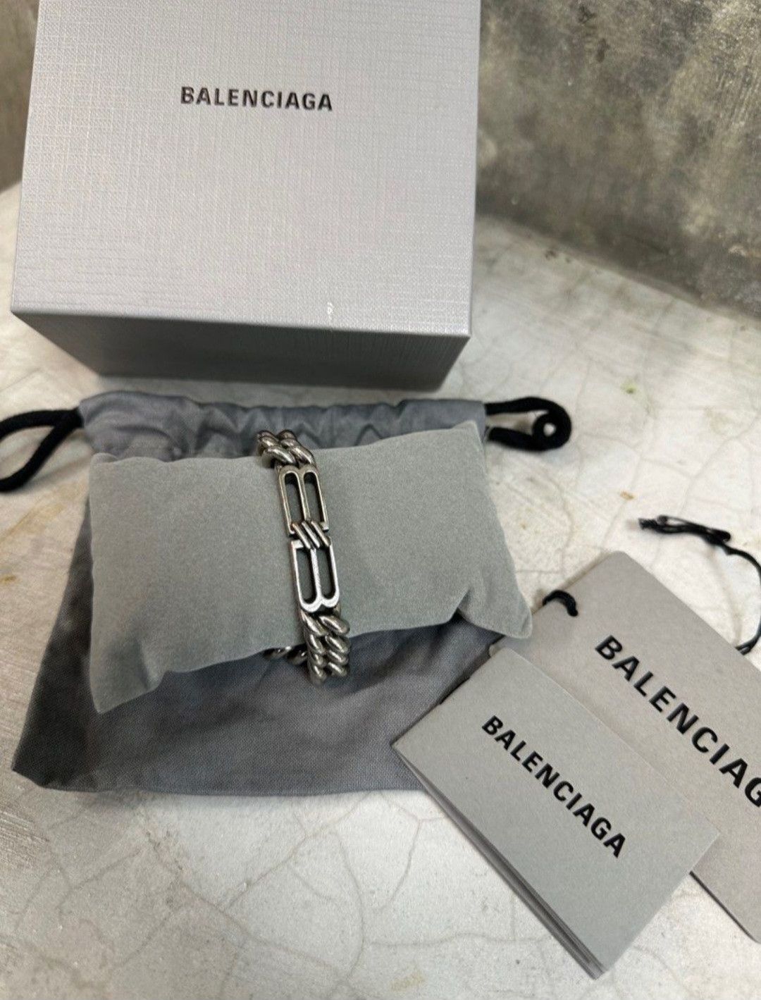 Balenciaga BALENCIAGA Classic Double B Cuban Silver Bracelet Size ONE SIZE - 1 Thumbnail
