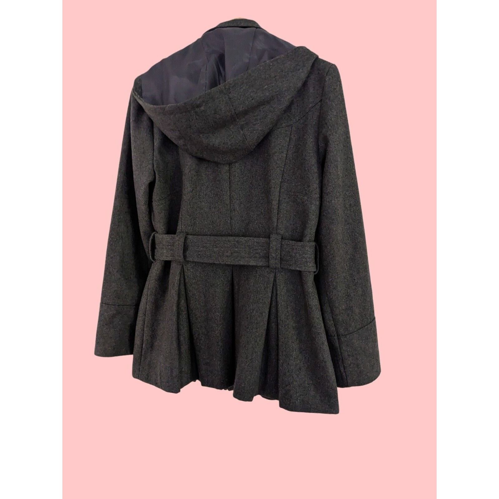 Other Soho Babe Peplum Coat/Jacket Grey Wool Blend Hood Juniors Size M / US 6-8 / IT 42-44 - 2 Thumbnail