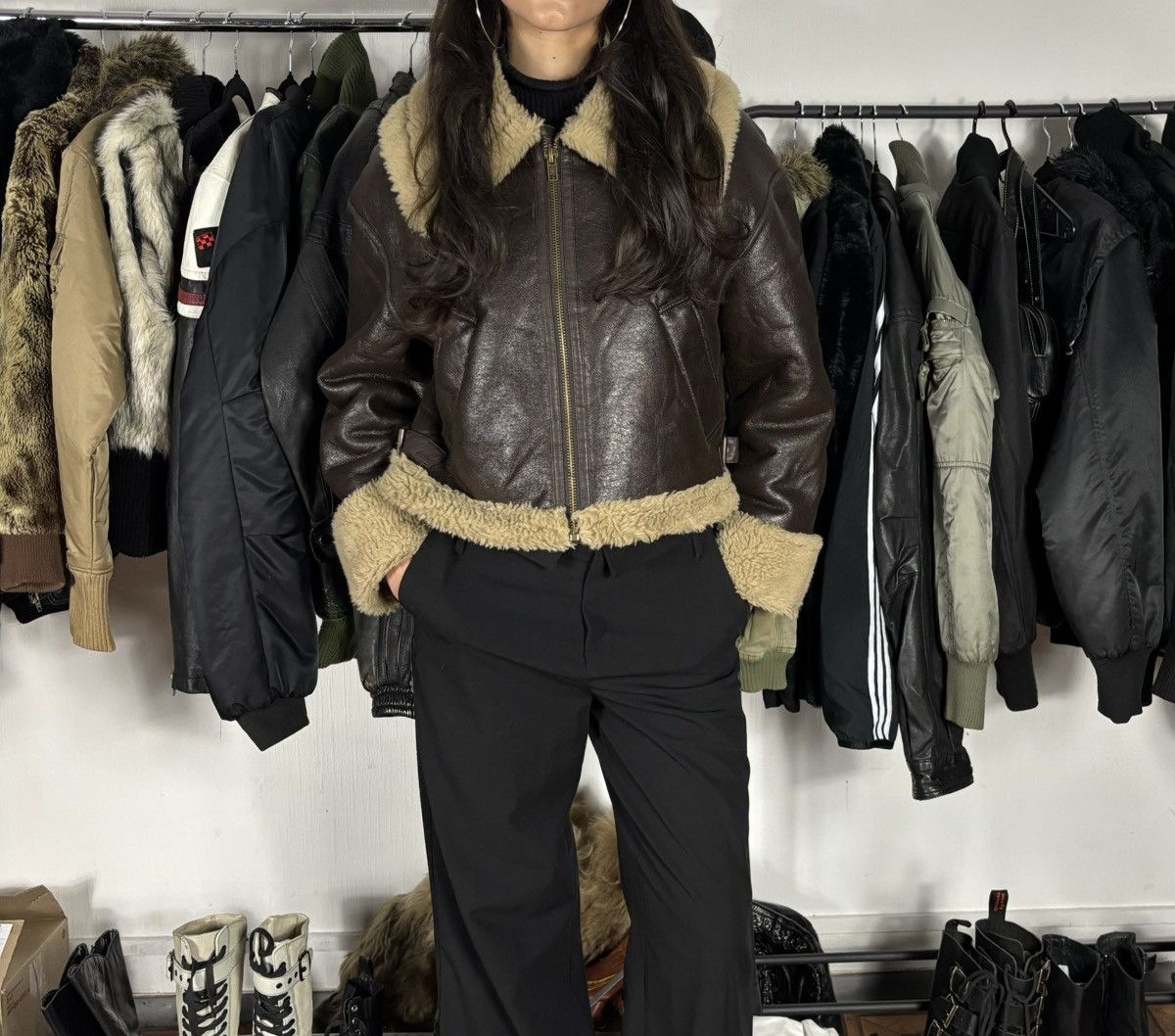 Vintage Cropped Sheepskin flyer’s jacket Size S / US 4 / IT 40 - 1 Thumbnail