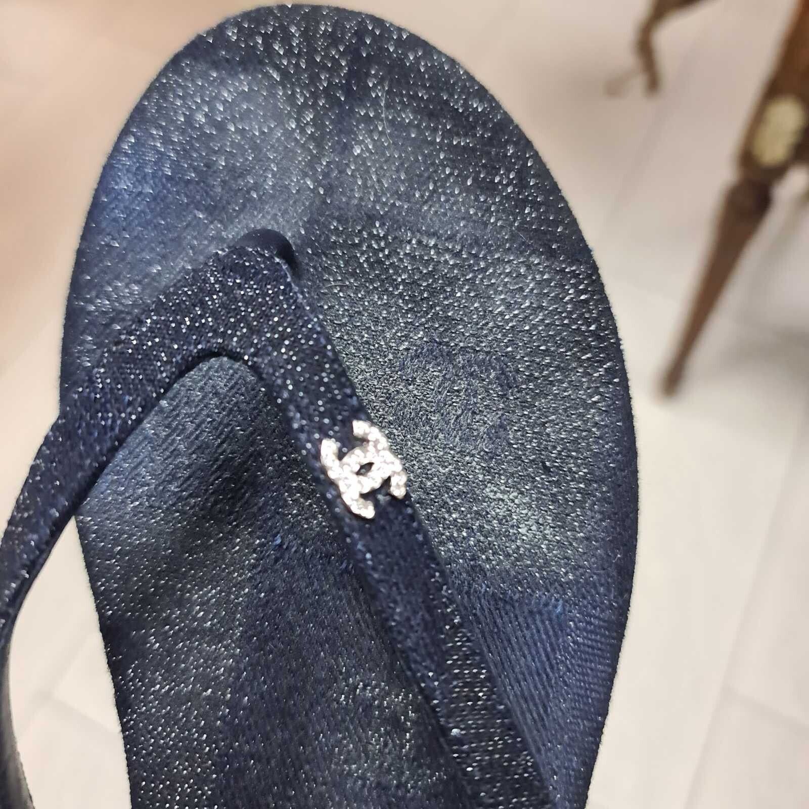 Chanel Chanel CC Crystal Shimmer Denim Thong Sandals Sz.39,5 Size US 8.5 / IT 38.5 - 7 Thumbnail