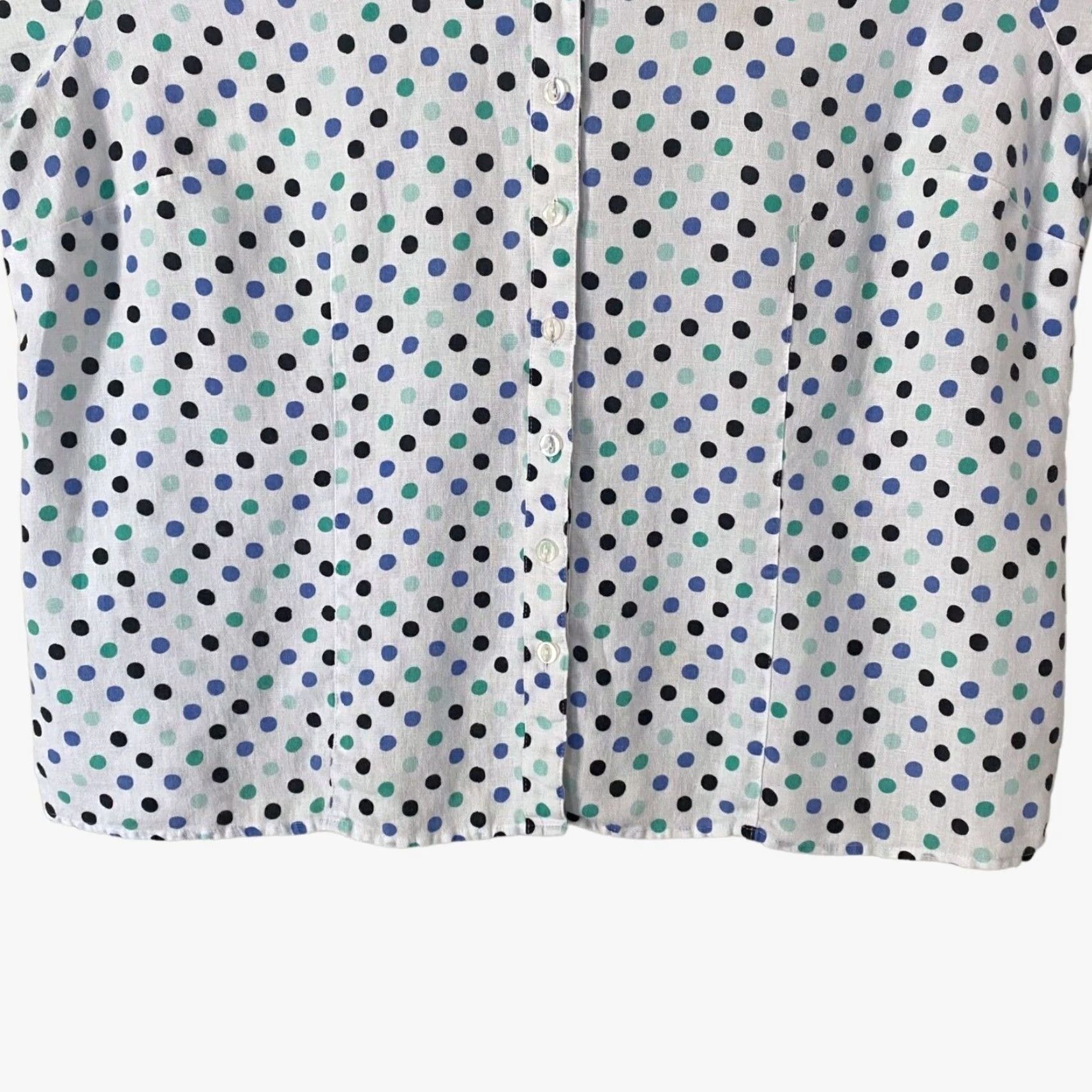 JM Collection VINTAGE JM Collection Linen Polka Dot Button-Up Shirt Blouse White Womens 18W Plus Size 18W (No, not vintage since not specified) Size XXL / US 16-18 / IT 52-54 - 6 Thumbnail