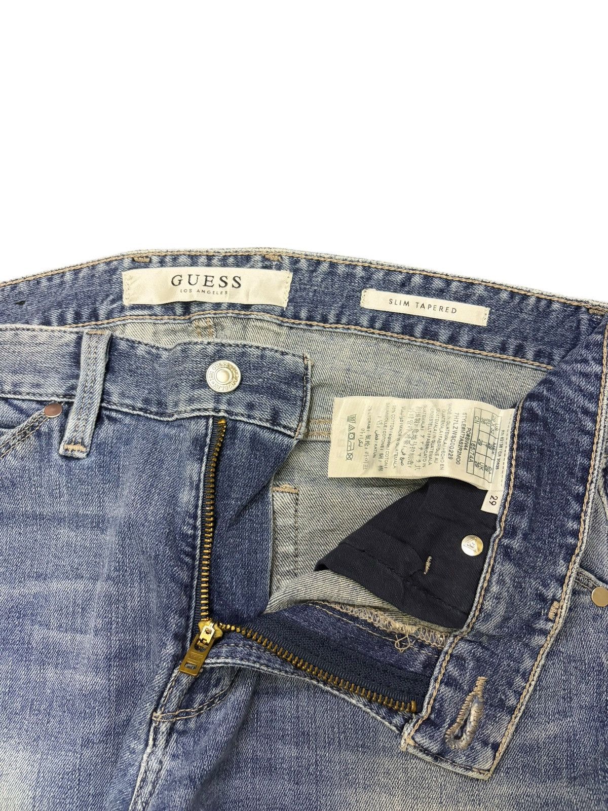 Guess Vintage Guess Faded Wash Distressed Jeans Size 31" - 5 Thumbnail