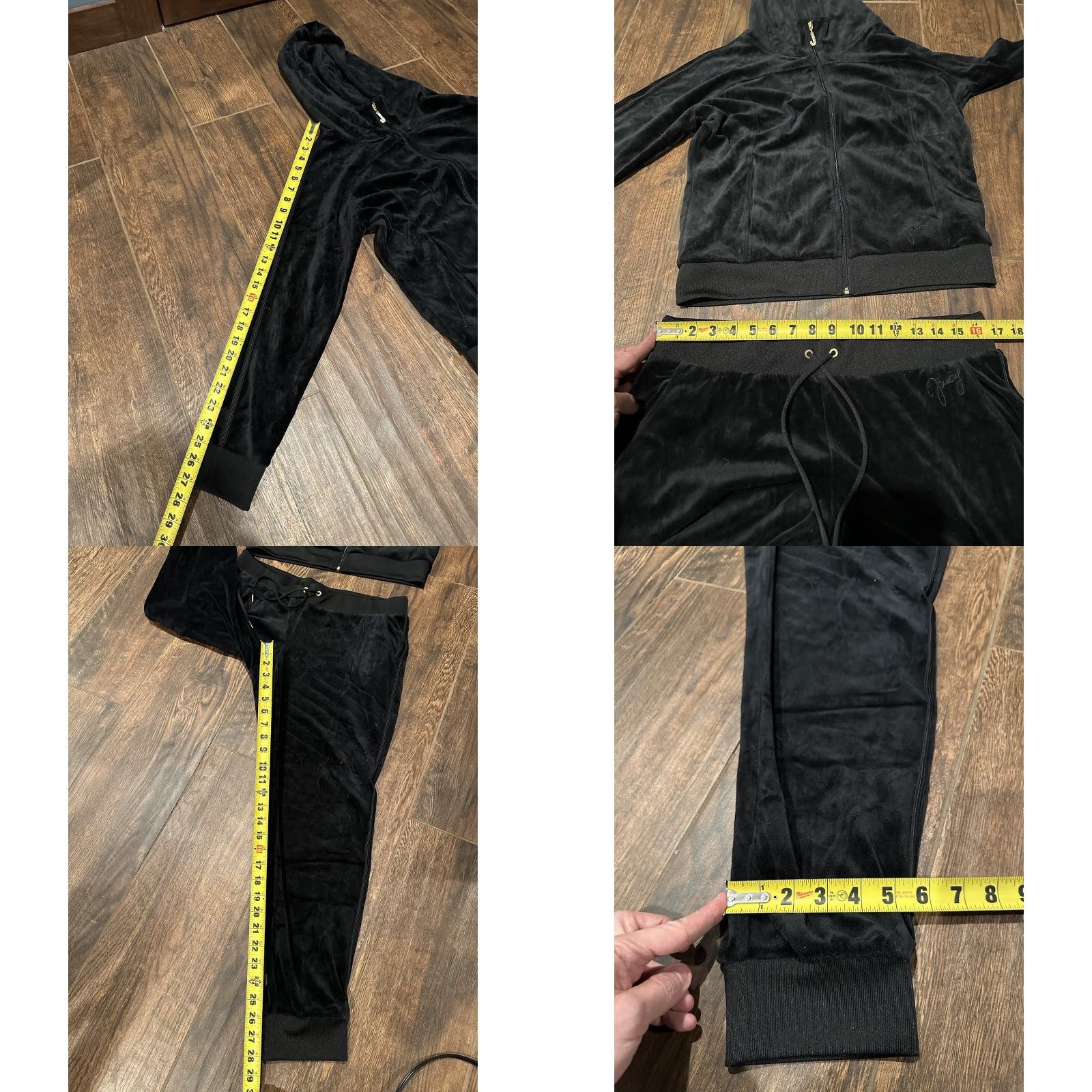 Juicy Couture VINTAGE Juicy Couture Tracksuit Jacket Pants Set Large L Black Women Pockets Velour 2000s Y2K Size L / US 10 / IT 46 - 10 Thumbnail